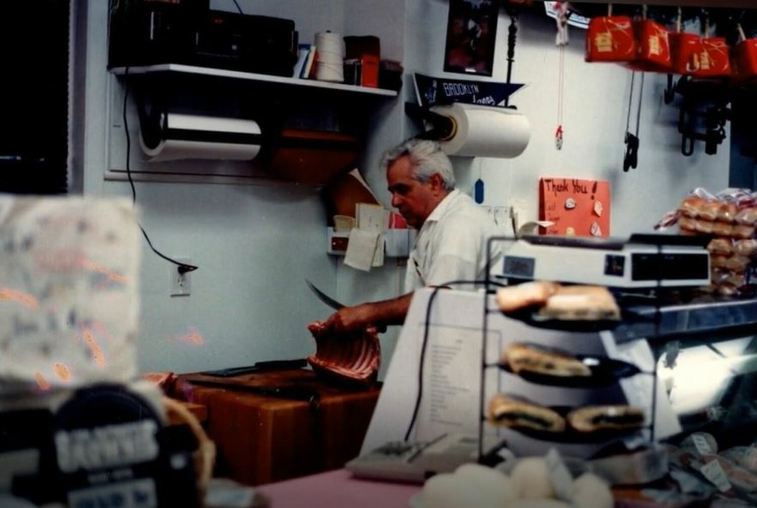 Sonny Mattera at work in the early days at Village Prime Meats, which he opened in East Quogue in 1988.