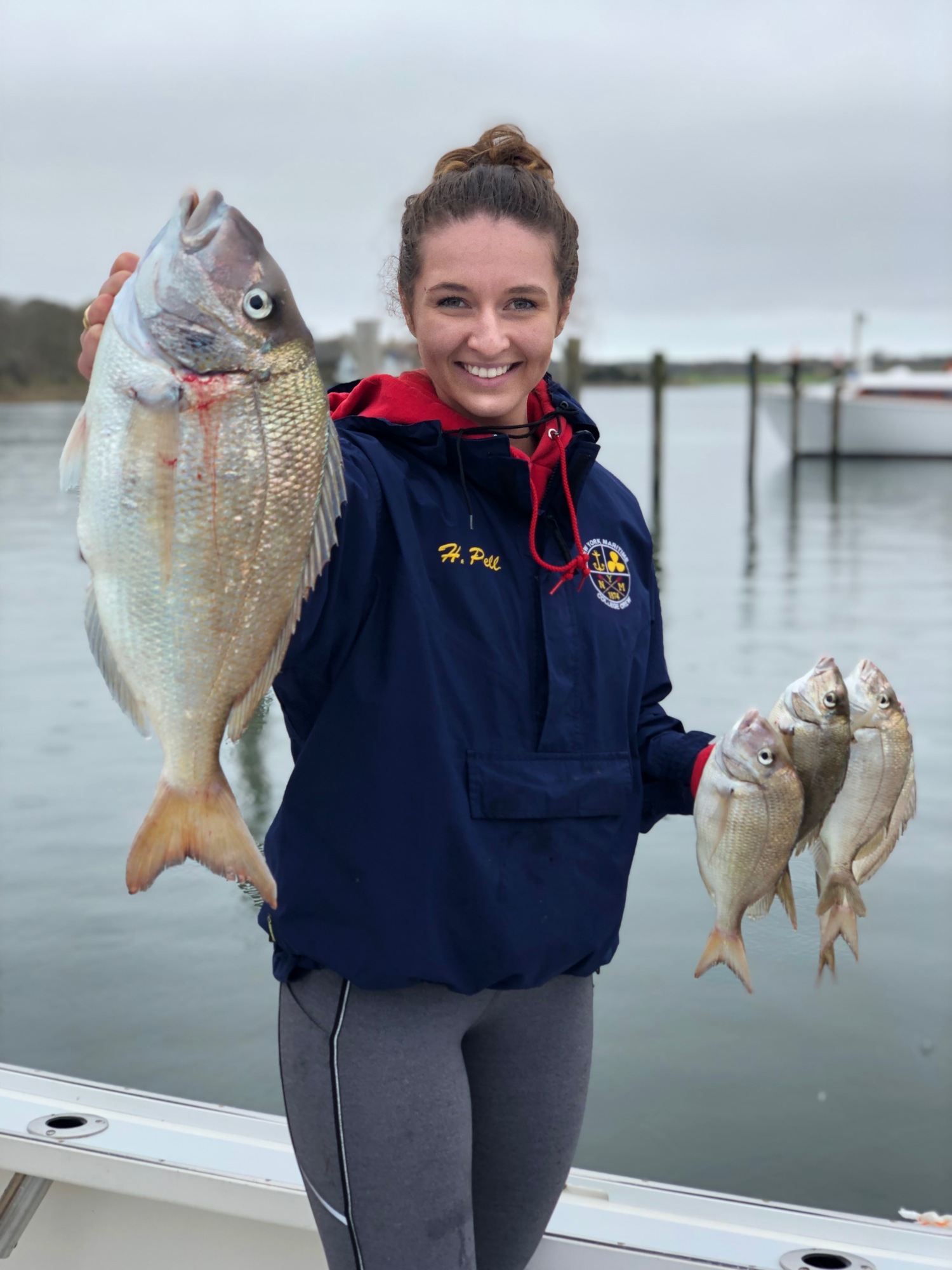 Porgies, like these caught by Hannah Pell back in 2019, can be found locally these days as well.    BILL PELL