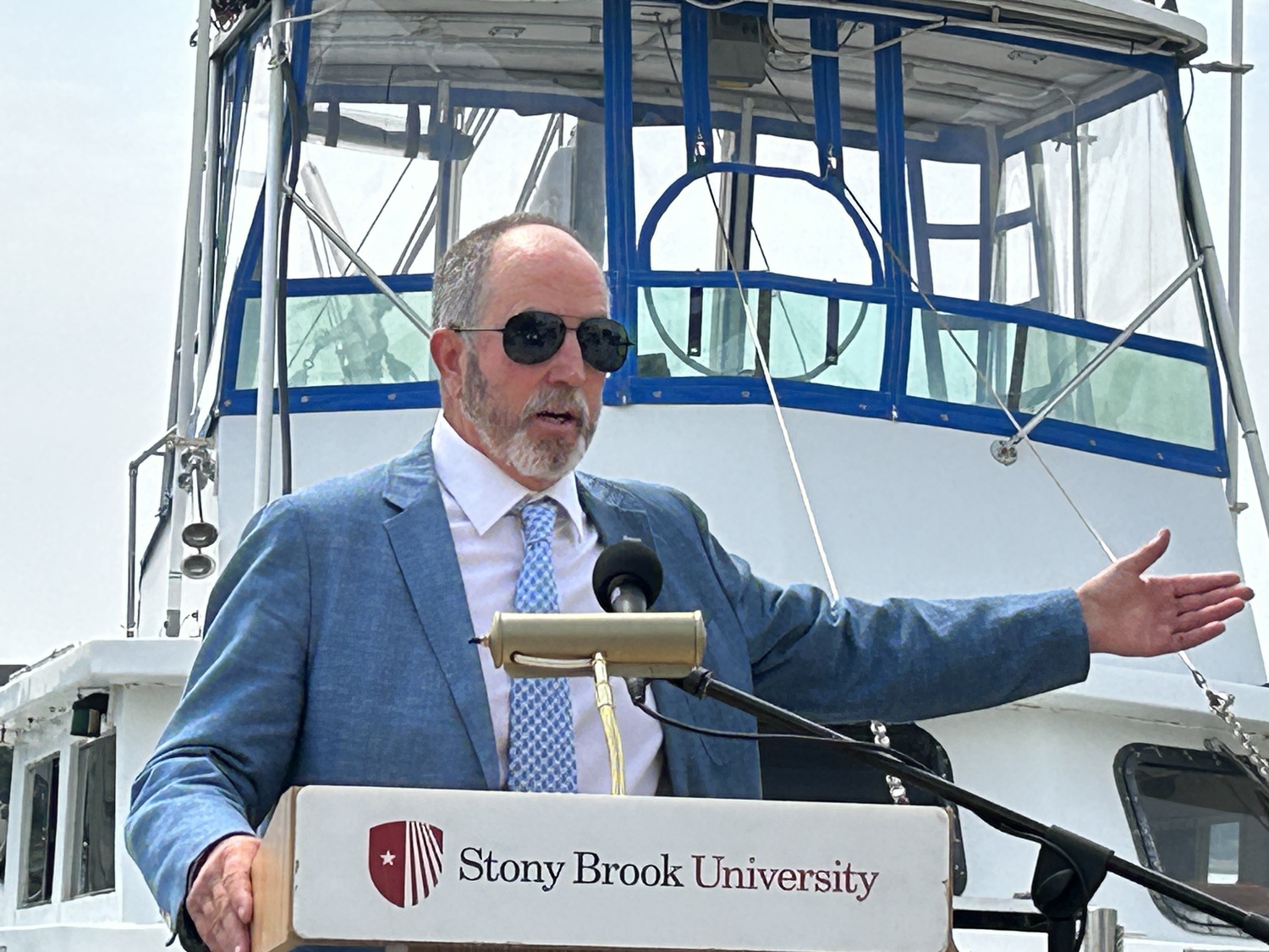 Southampton Town Trustee Edward Warner, Jr. spoke of the value in collaborating with all stakeholders to enhance the quality of Shinnecock Bay.   KITTY MERRILL