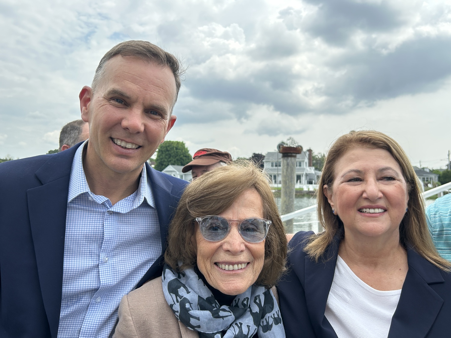 Dr. Christopher Gobler, Dr. Sylvia Earle and Professor Ellen Pikitch celebrate  the selection of Shinnecock Bay as a Global Hope Spot.  KITTY MERRILL
