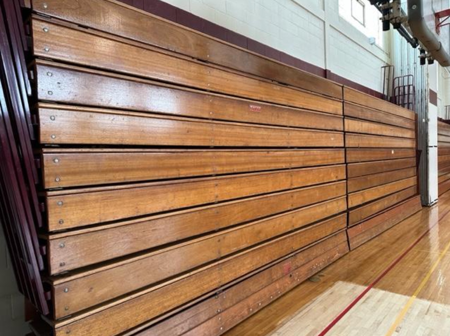 East Hampton Middle School bleachers, with cracks, splinters and warping, are at the end of their useful life. EAST HAMPTON SCHOOL DISTRICT