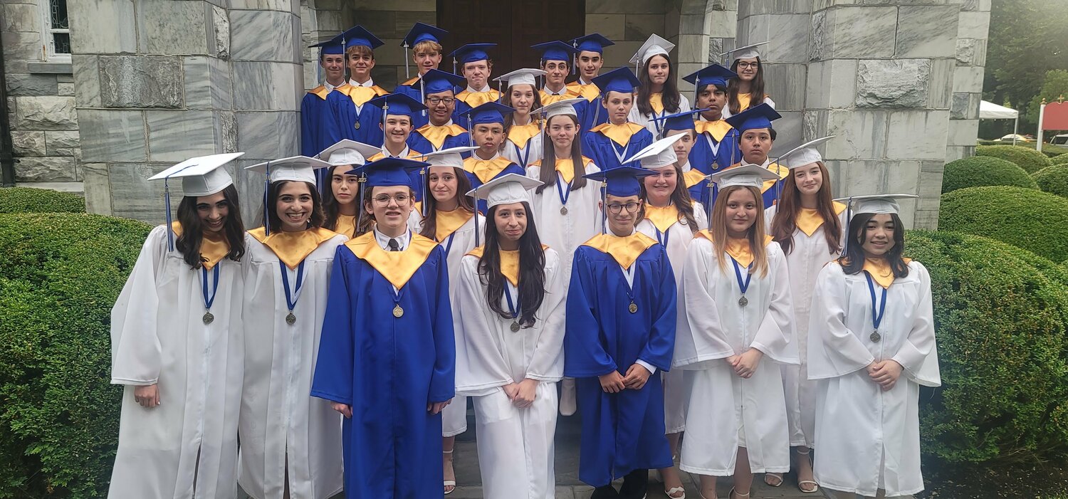 The Our Lady of the Hamptons Class of 2023 recently participated in its moving up ceremony. COURTESY OUR LADY OF THE HAMPTONS SCHOOL