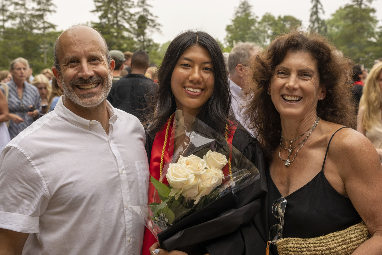 Eric Cohen, with daughter Maddy and wife Joyce Shulman at Pierson graduation on Saturday evening.  RON ESPOSITO