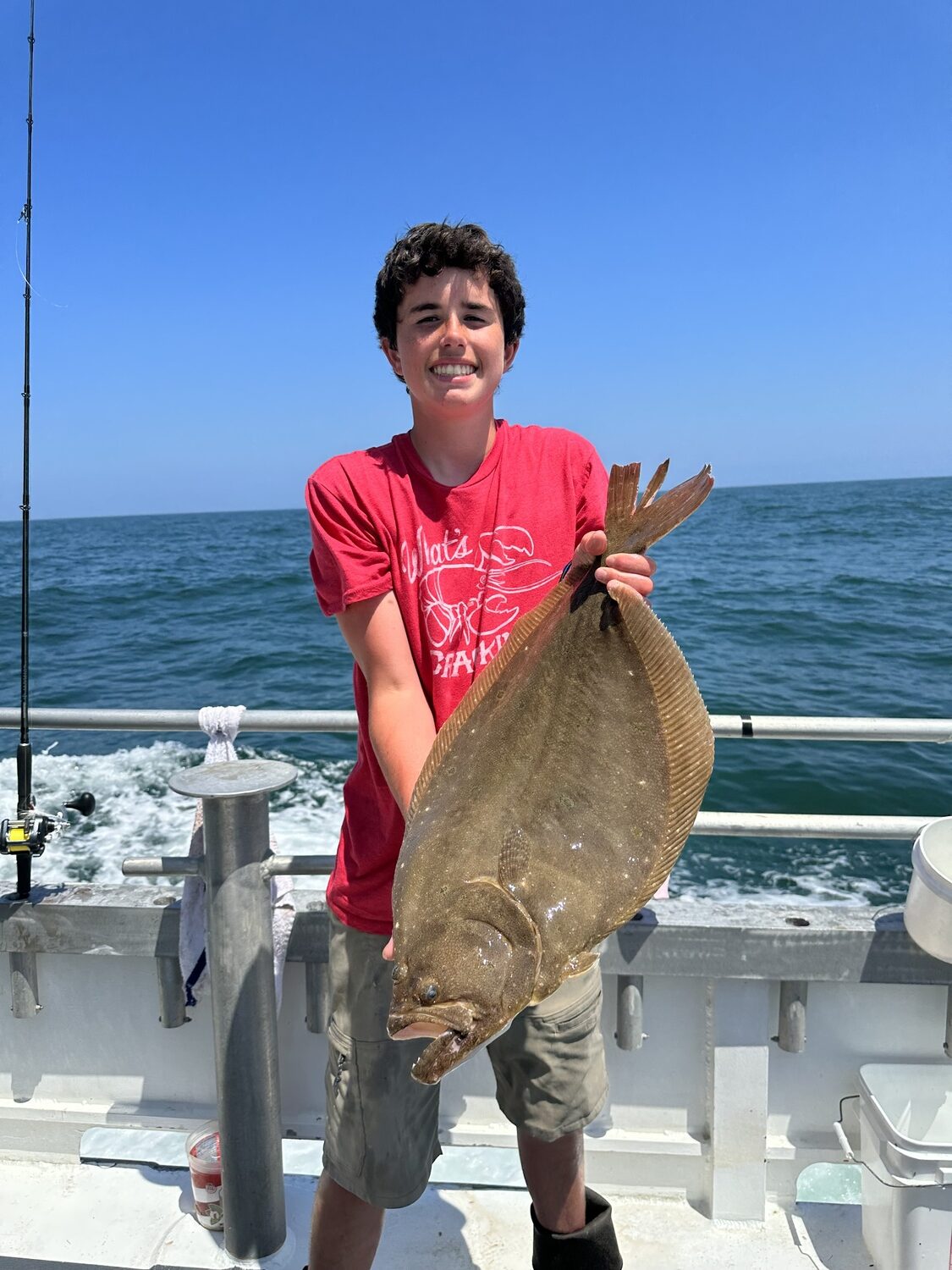 Kevin Kelly of Hampton Bays took advantage of a trip to Connecticut to visit his grandma to hop on a party boat and deck this beast of a fluke.