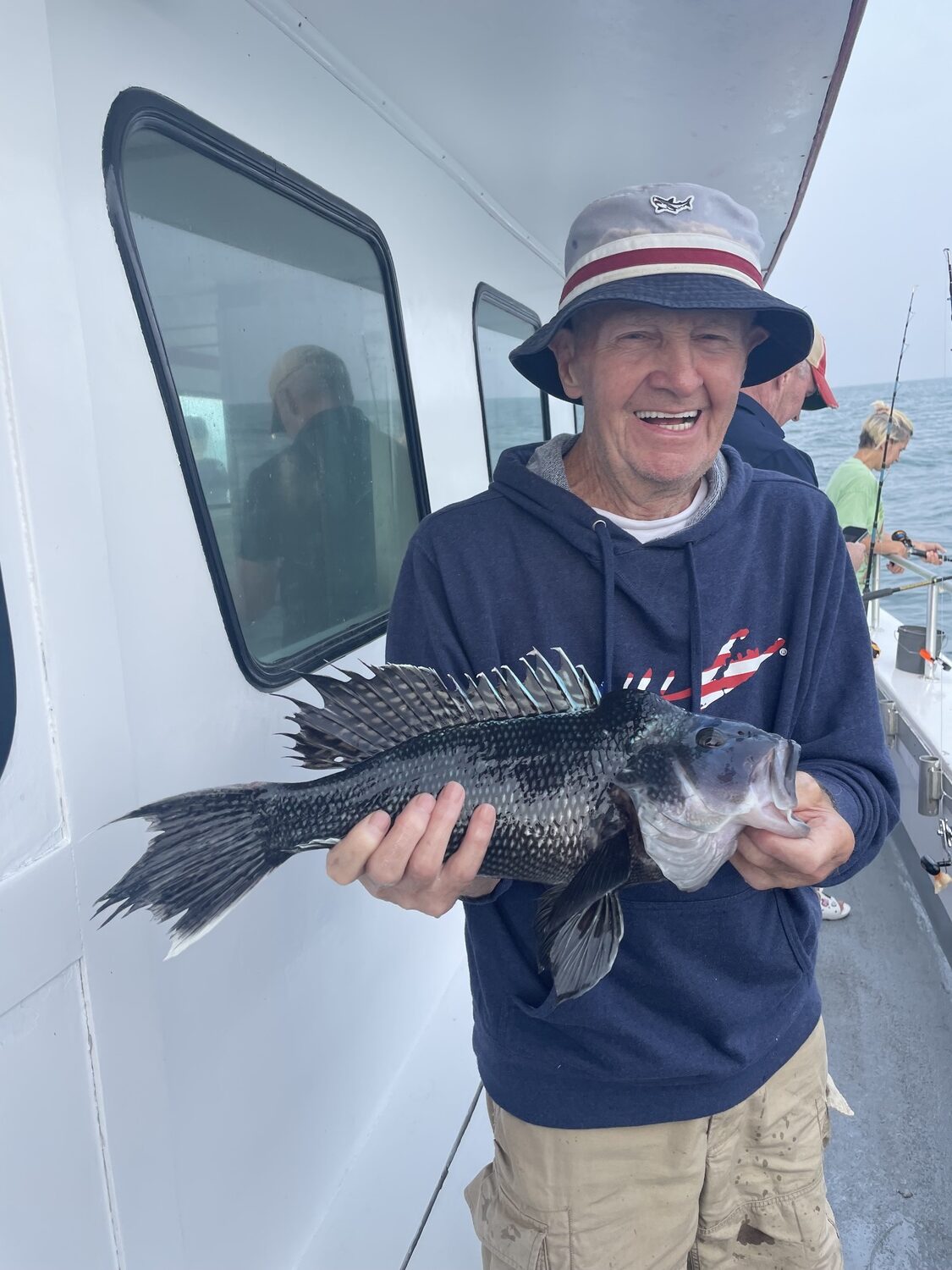 Joe Morrissey with a big black sea bass caught aboard the Hampton Lady out of Hampton Bays. 
CAPT. JAMES FOLEY