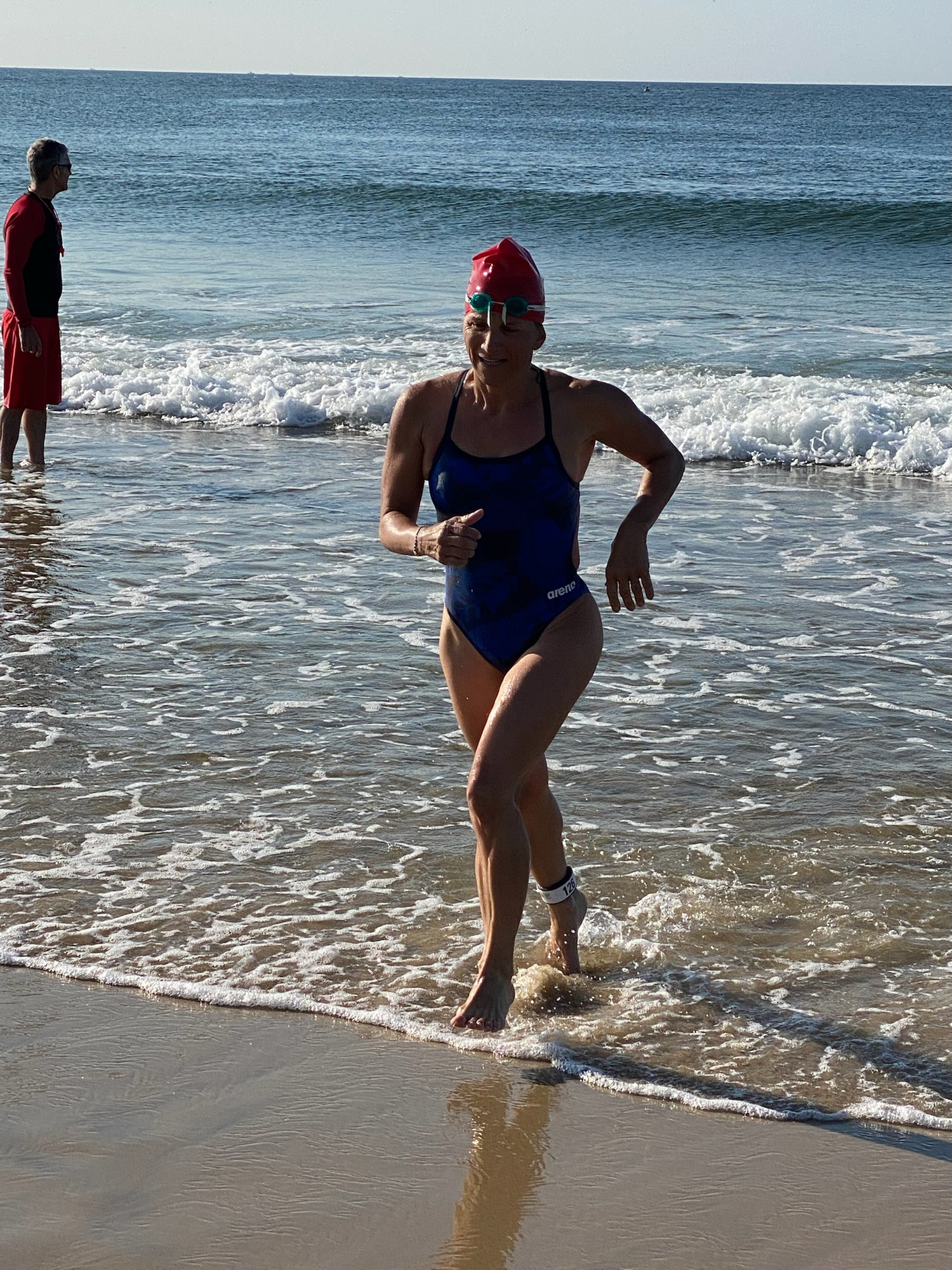 Lori King was the female champion of the 5K swim.   COURTESY MONTAUK PLAYHOUSE FOUNDATION