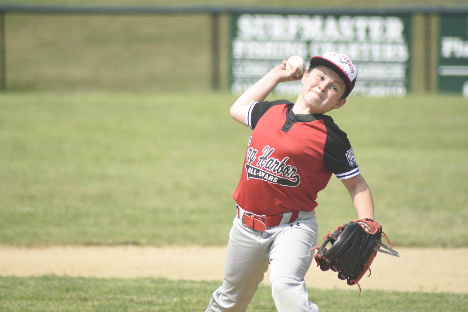 Henry Gregor started on the mound for the Sag Harbor 10U All-Stars on Saturday against Riverhead.   DREW BUDD