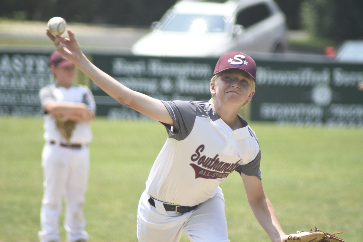 Wesley Warner on the mound for the Southampton 12 All-Stars on Saturday.   DREW BUDD