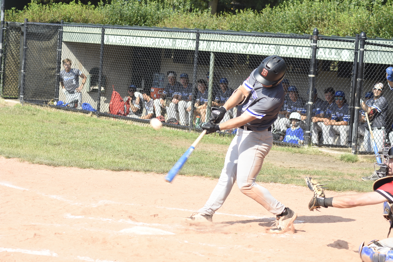 Chad Pike takes a cut during last week's game three of the HCBL semifinal series at Westhampton.   DREW BUDD