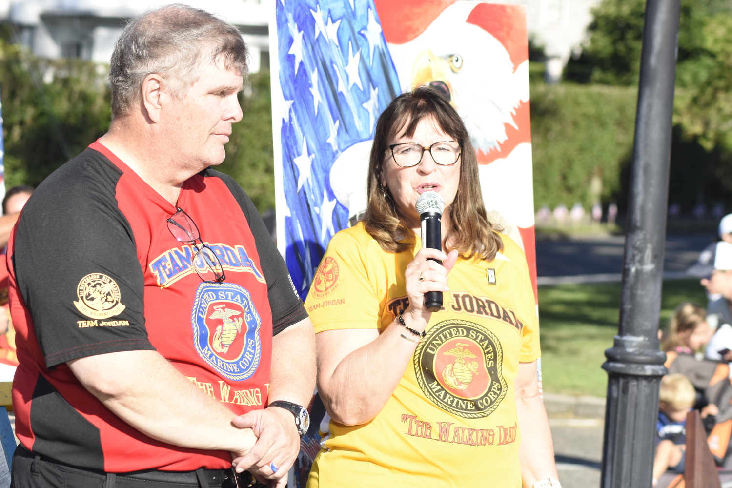 Jordan Haerter's mother JoAnn Lyles speaks during the opening ceremony.   DREW BUDD