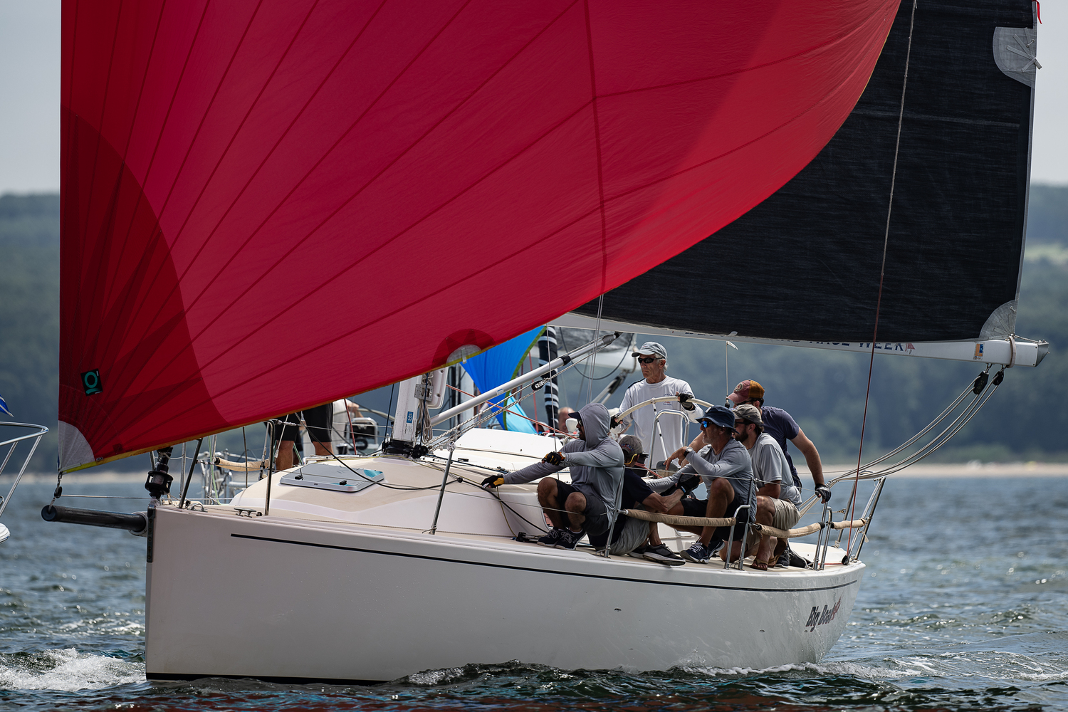 Bud Rogers and crew in Big Boat. They were the big winners of the Sag Harbor Cup.  GARY SENFT/EASTENDMARINEPHOTOGRAPHY.COM