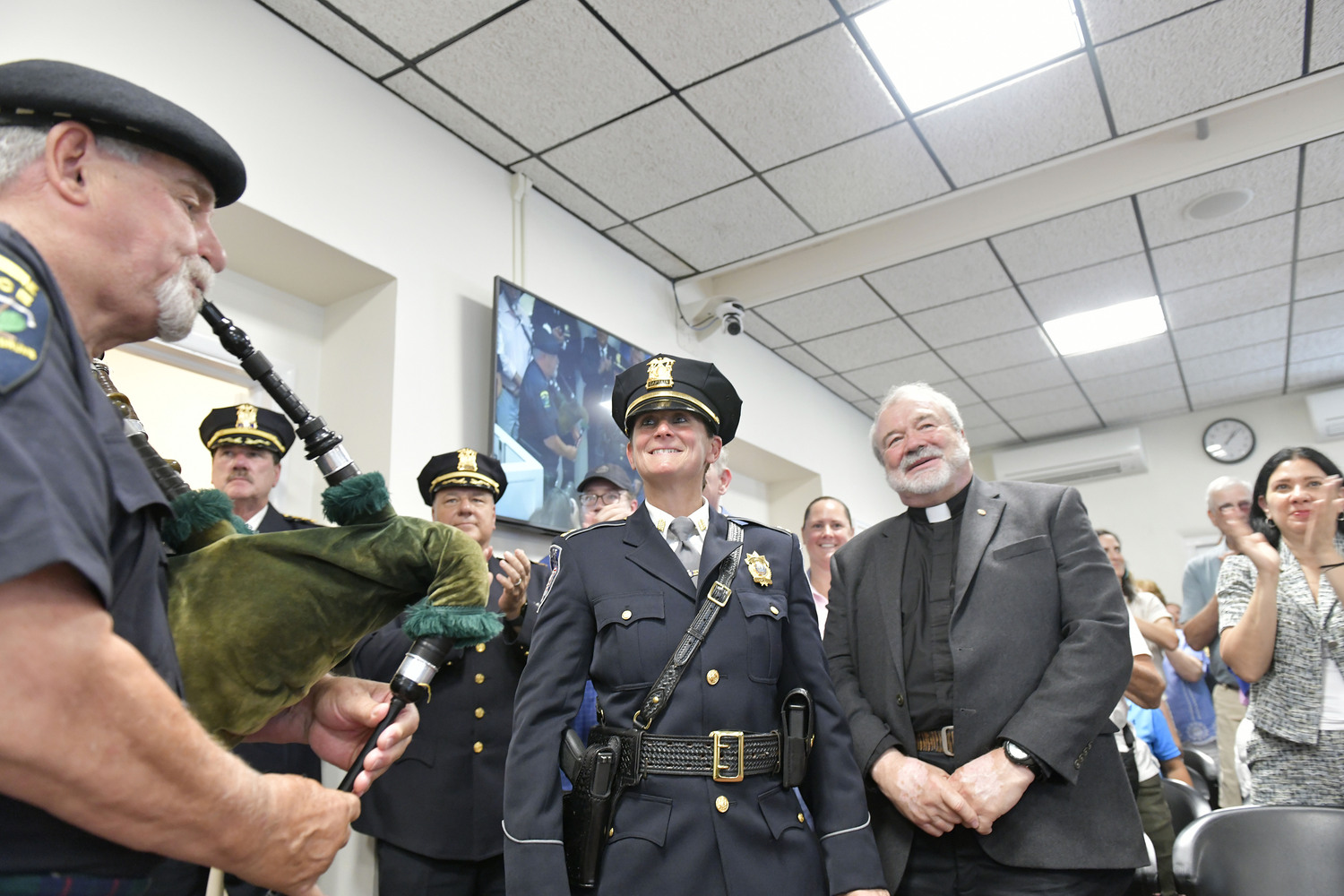 Captain Suzanne Hurteau was sworn in as the new Southampton Village Police Chief on Monday afternoon at the organizational meeting at Southampton Village Hall.   DANA SHAW