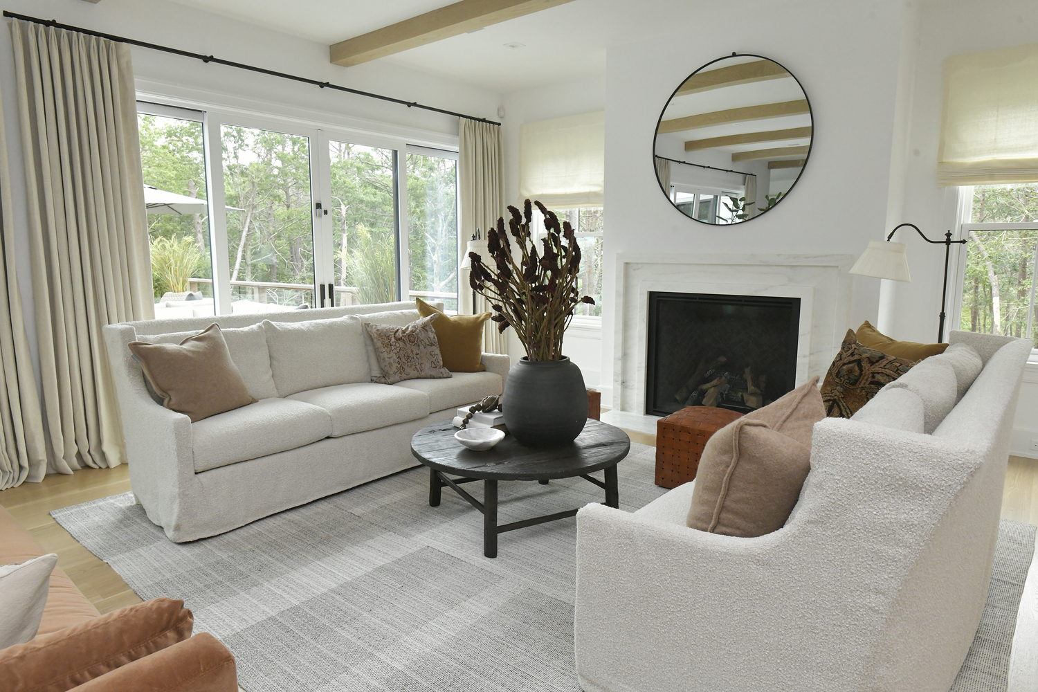 Mikel Welch's neutral family room.   DANA SHAW