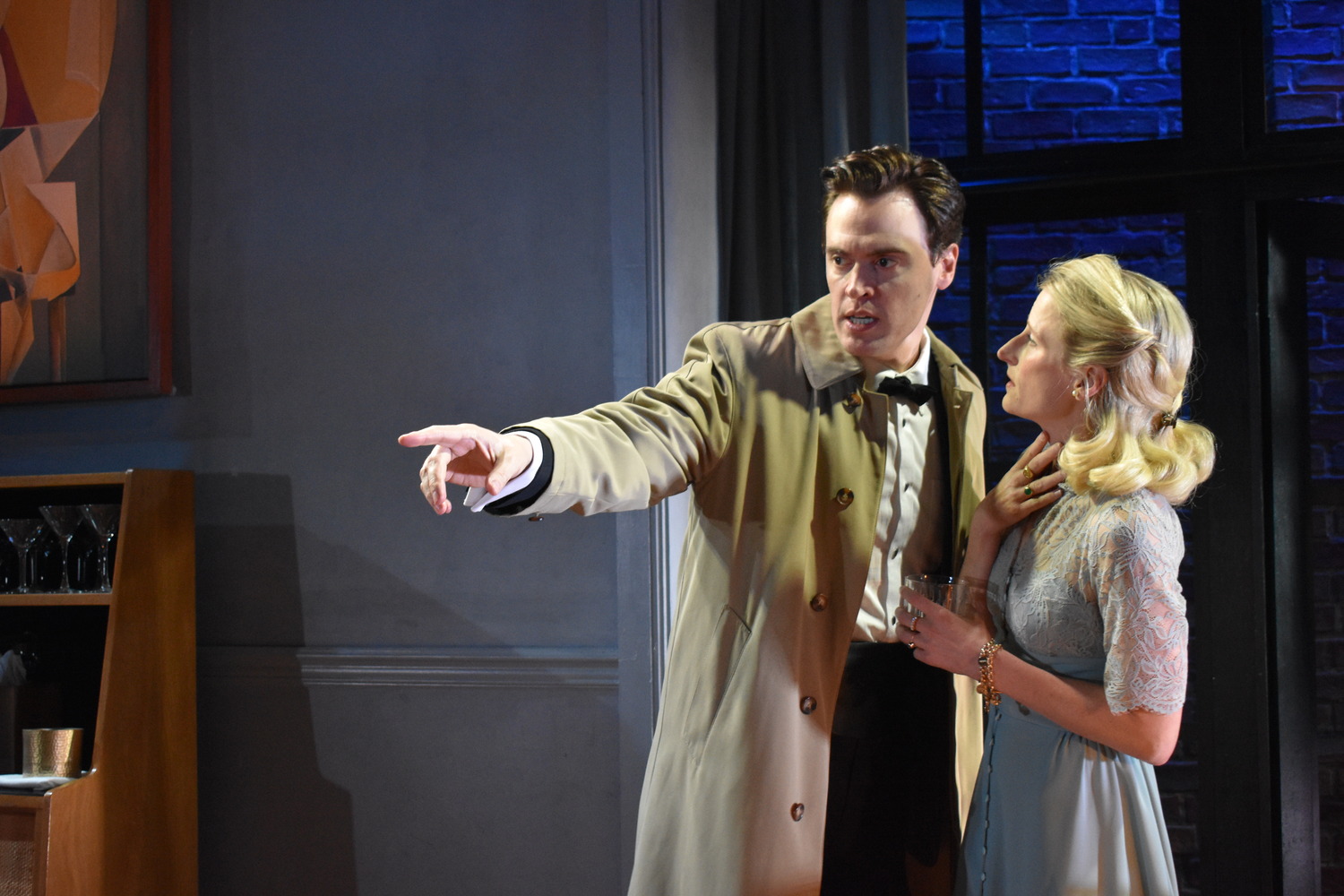 Erich Bergen (as Tony Wendice) and Mamie Gummer (as Margot) in 