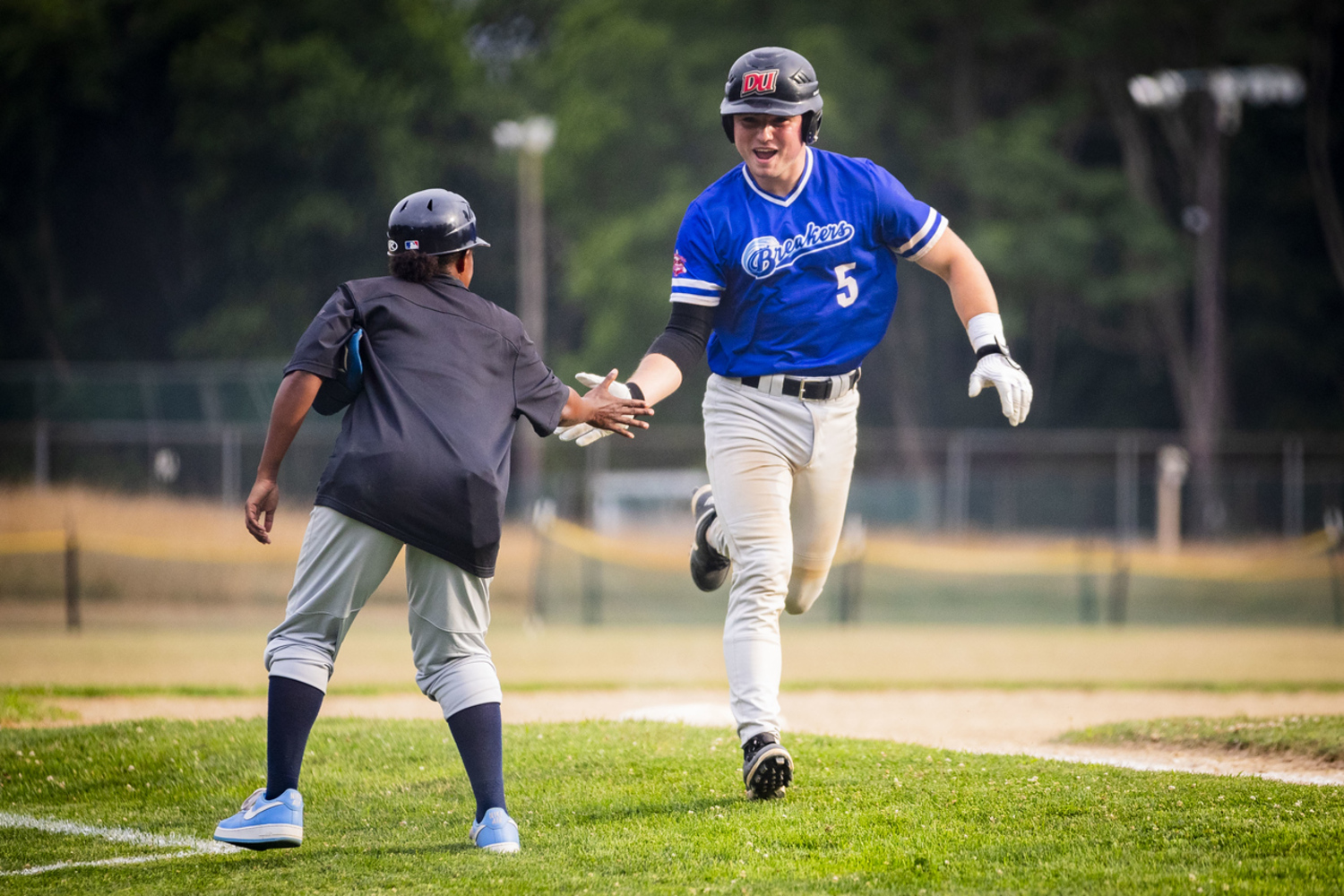 Ty Gilligan after hitting the game-tying two-run home run in the HCBL All-Star Game on July 15.    DEMETRIUS KAZANAS