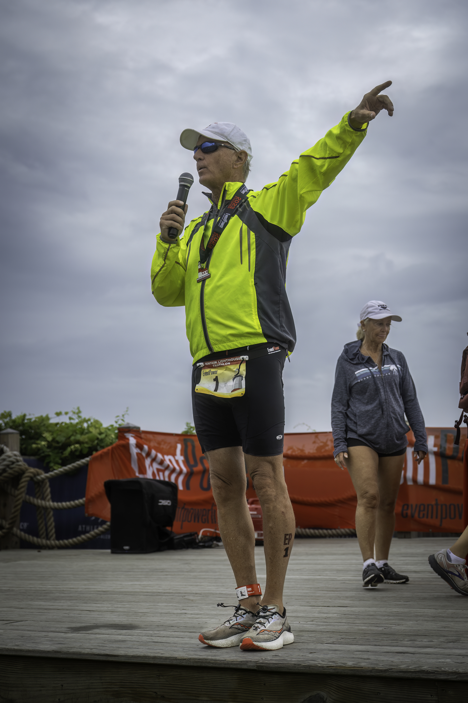 Montauk Lighthouse keeper Joe Gaviola addresses the crowd.    MARIANNE BARNETT