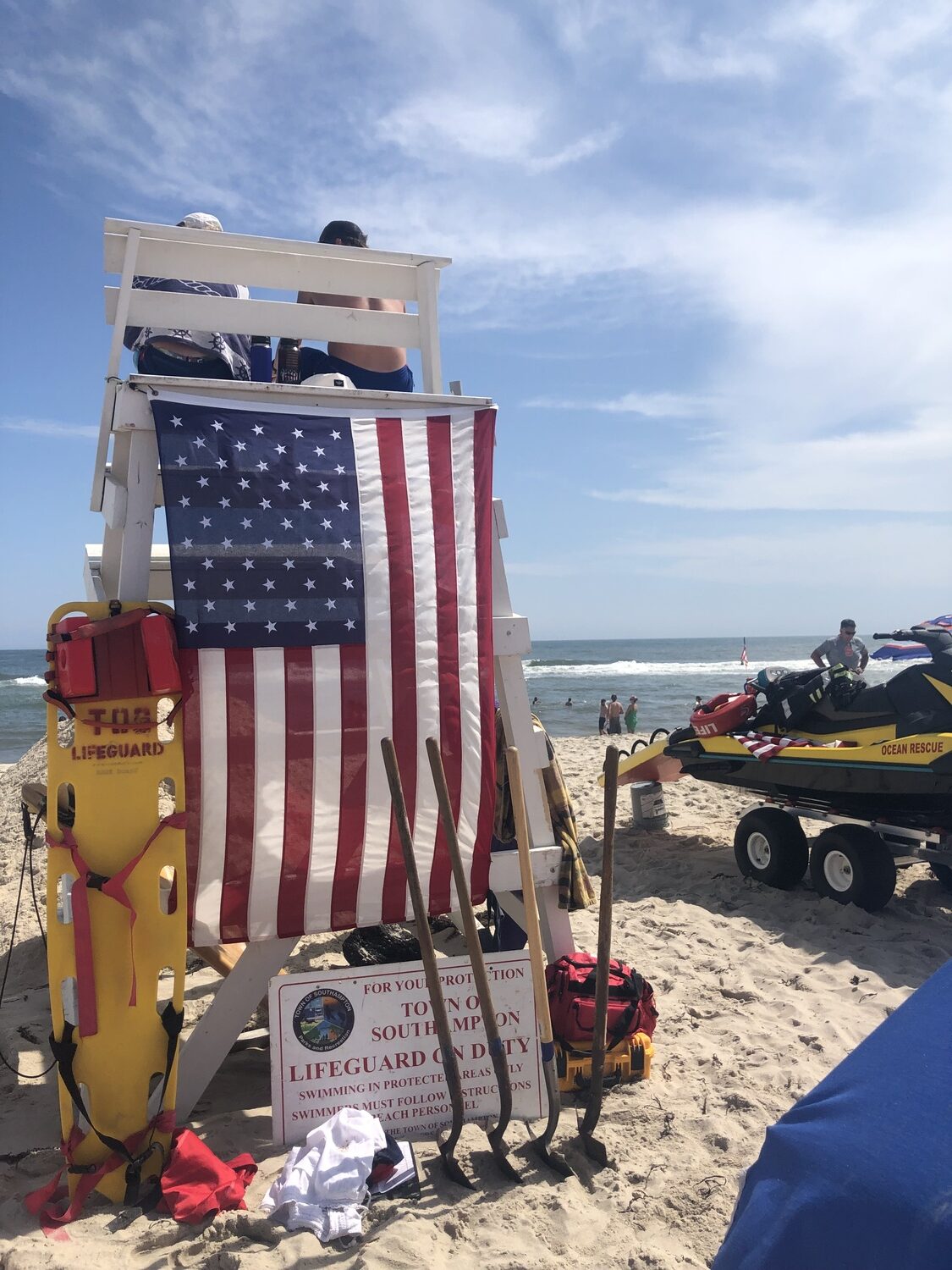 Fourth of July at Ponquogue Beach in Hampton Bays. Ponquogue is one of four Southampton Town beaches with lifeguards west of the Shinnecock Canal. There are three lifeguarded town beaches east of the canal. CAILIN RILEY