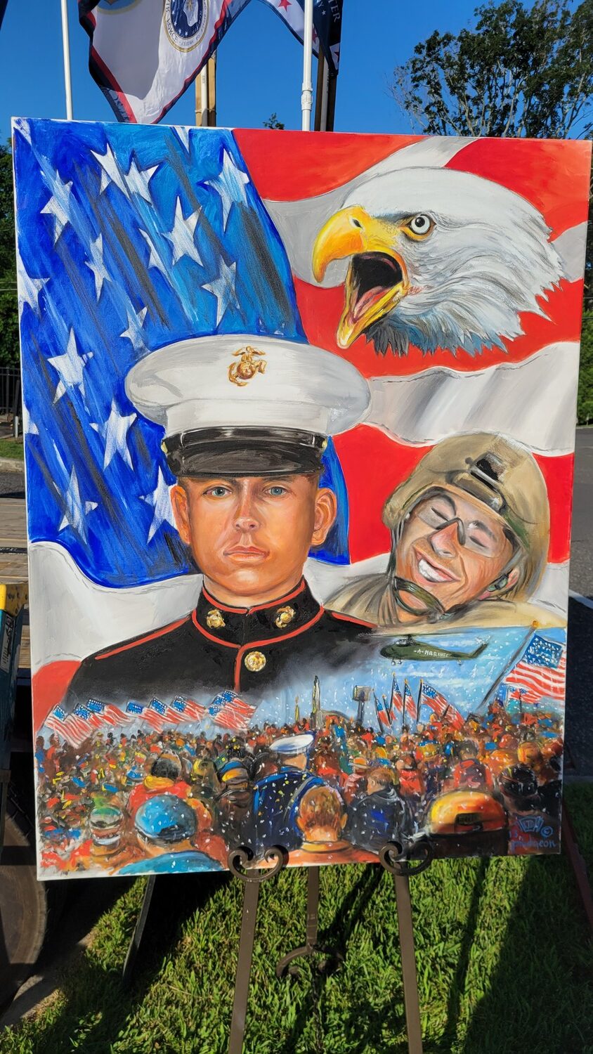 A mural of Lance Corporal Jordan C. Haerter.   DREW BUDD