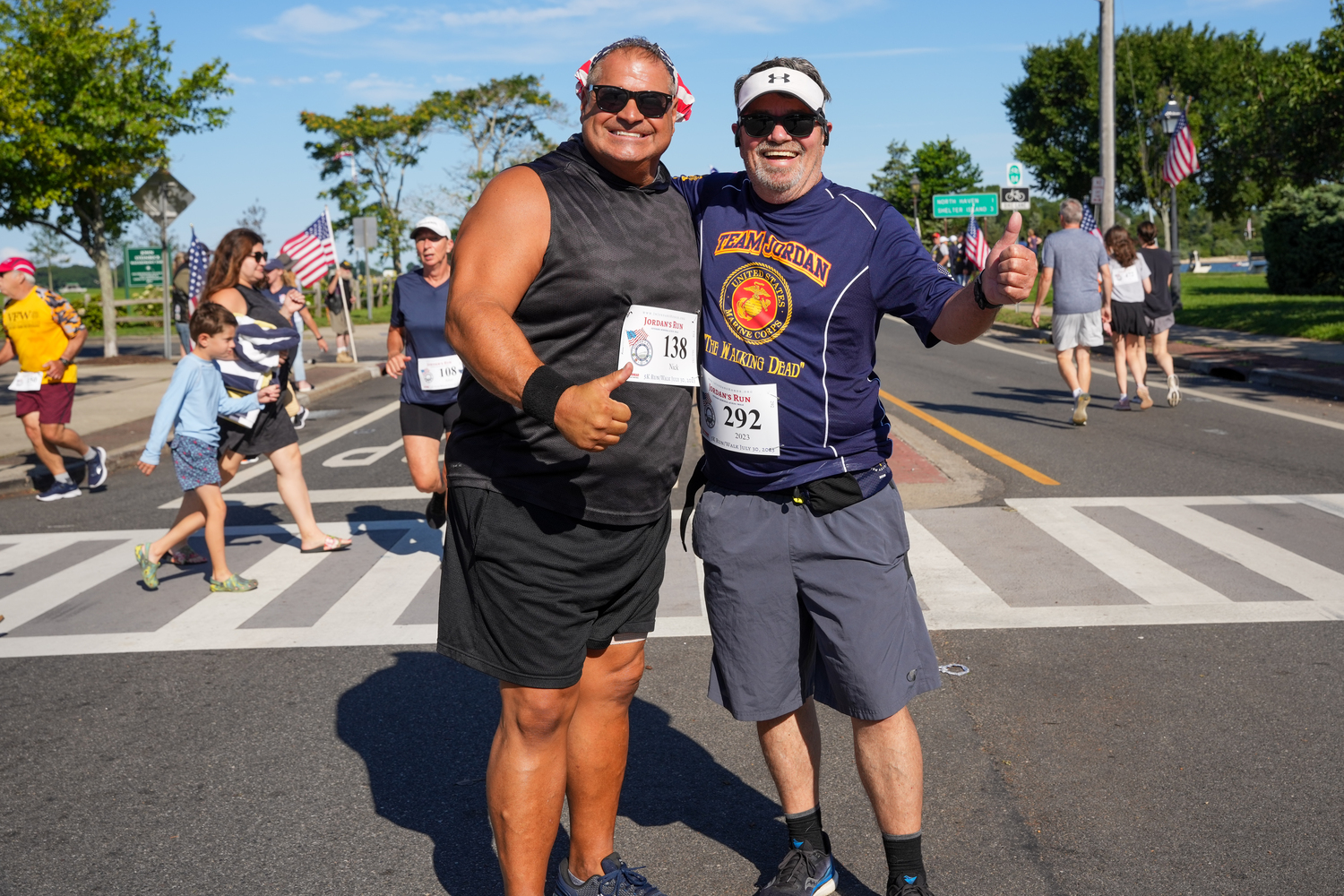 Suffolk County Legislator and Veterans Affairs Committee Chair Nick Caracappa, left, with Charlie Eyester.   RON ESPOSITO