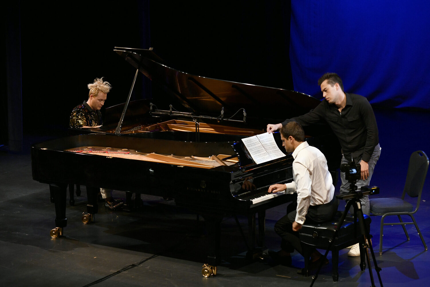 Konstantin Soukhovetski performs with Jacopo Giacopuzzi during a 2021 Pianofest performance in 2021. DANA SHAW