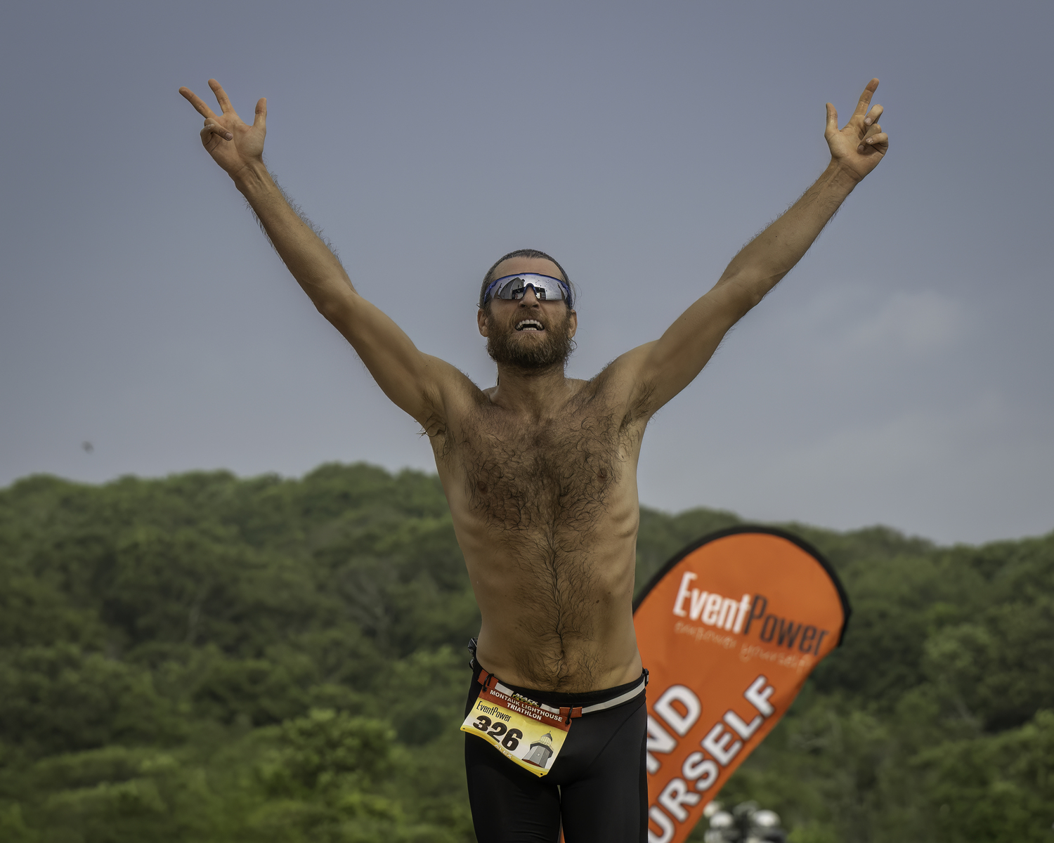 Alex Olt finishes the Montauk Lighthouse Triathlon on Sunday.  MARIANNE BARNETT