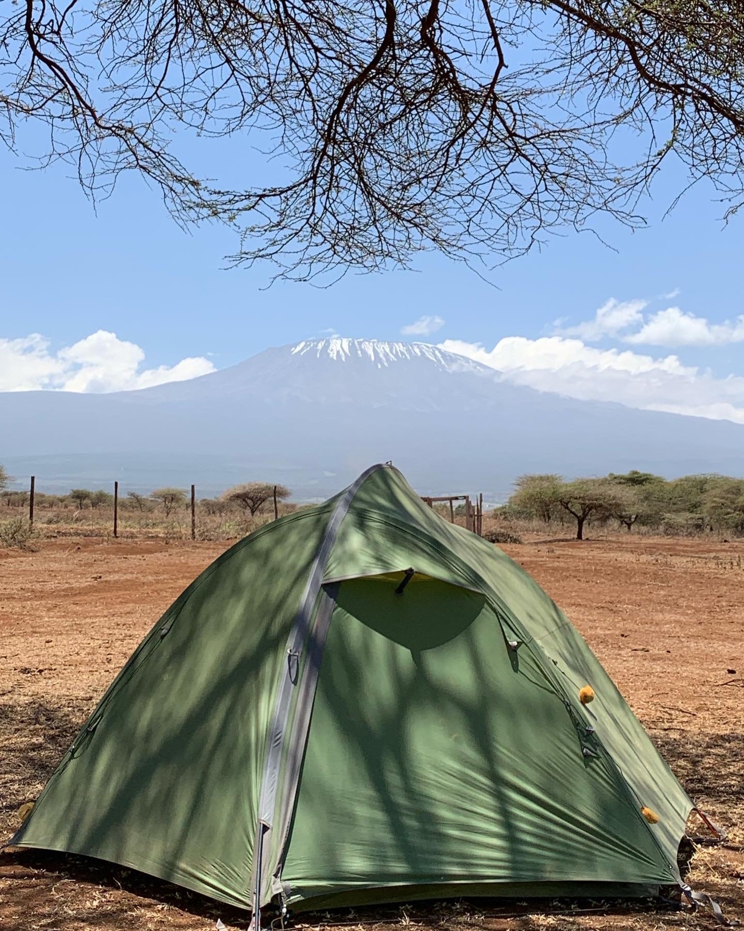 Joe Louchheim's tent at a campsite at the foot of Mt. Kilimanjaro in Tanzania. COURTESY JOE LOUCHHEIM