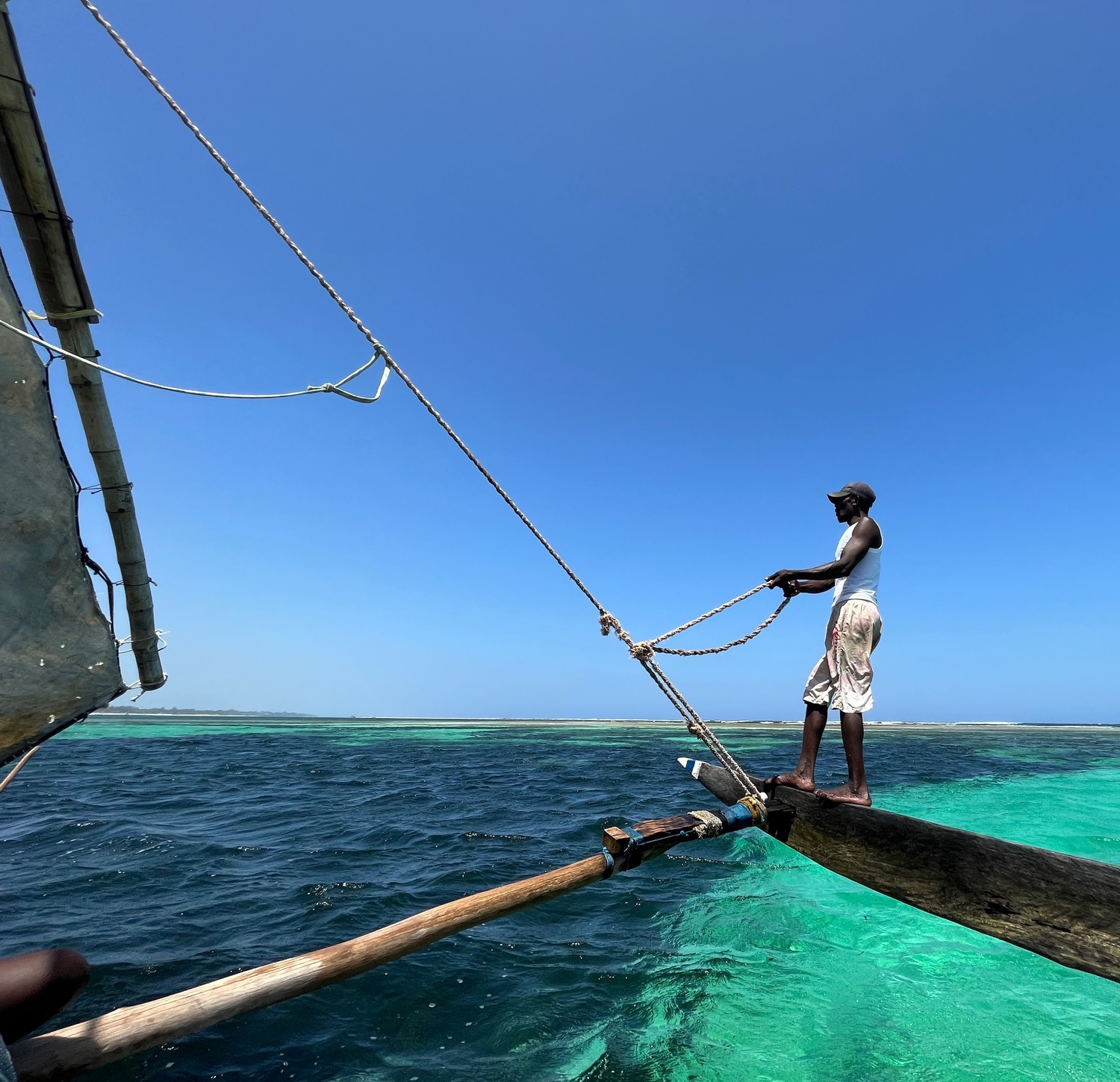 Sailing in Mombasa, Kenya, during a 12-day layover while the group waited for its vehicles to make the drive from Khartoum. COURSTESY JOE LOUCHHEIM