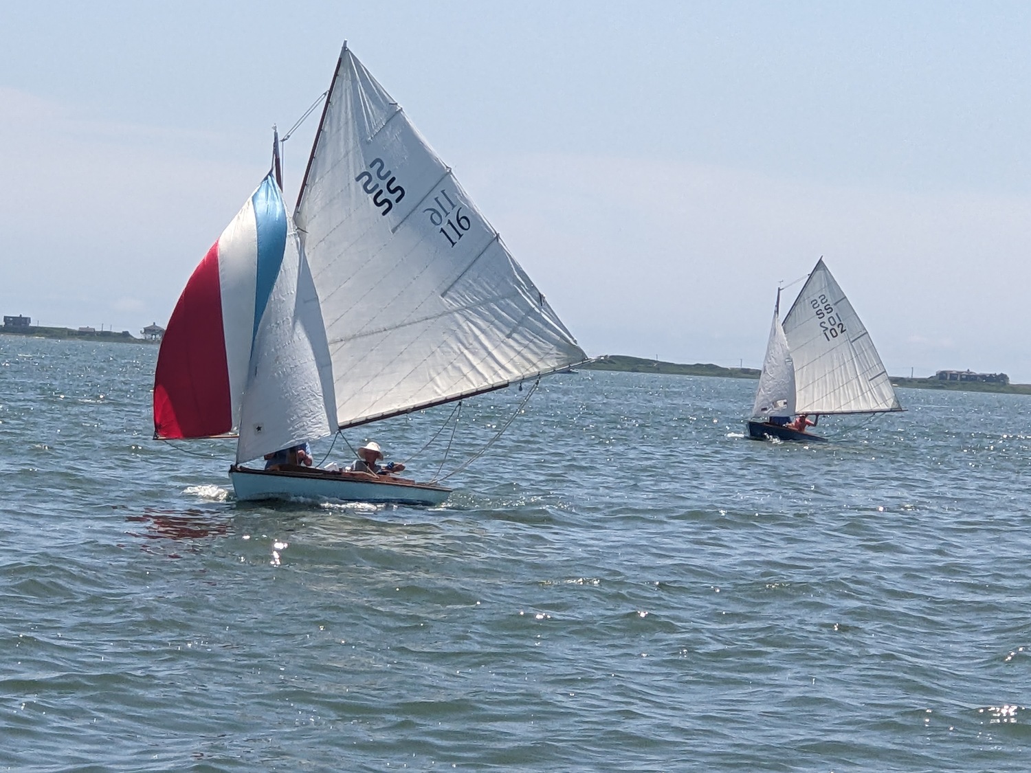 Rob Dudley and Jim Ewing in SS 116 Fey have their spinnaker out.