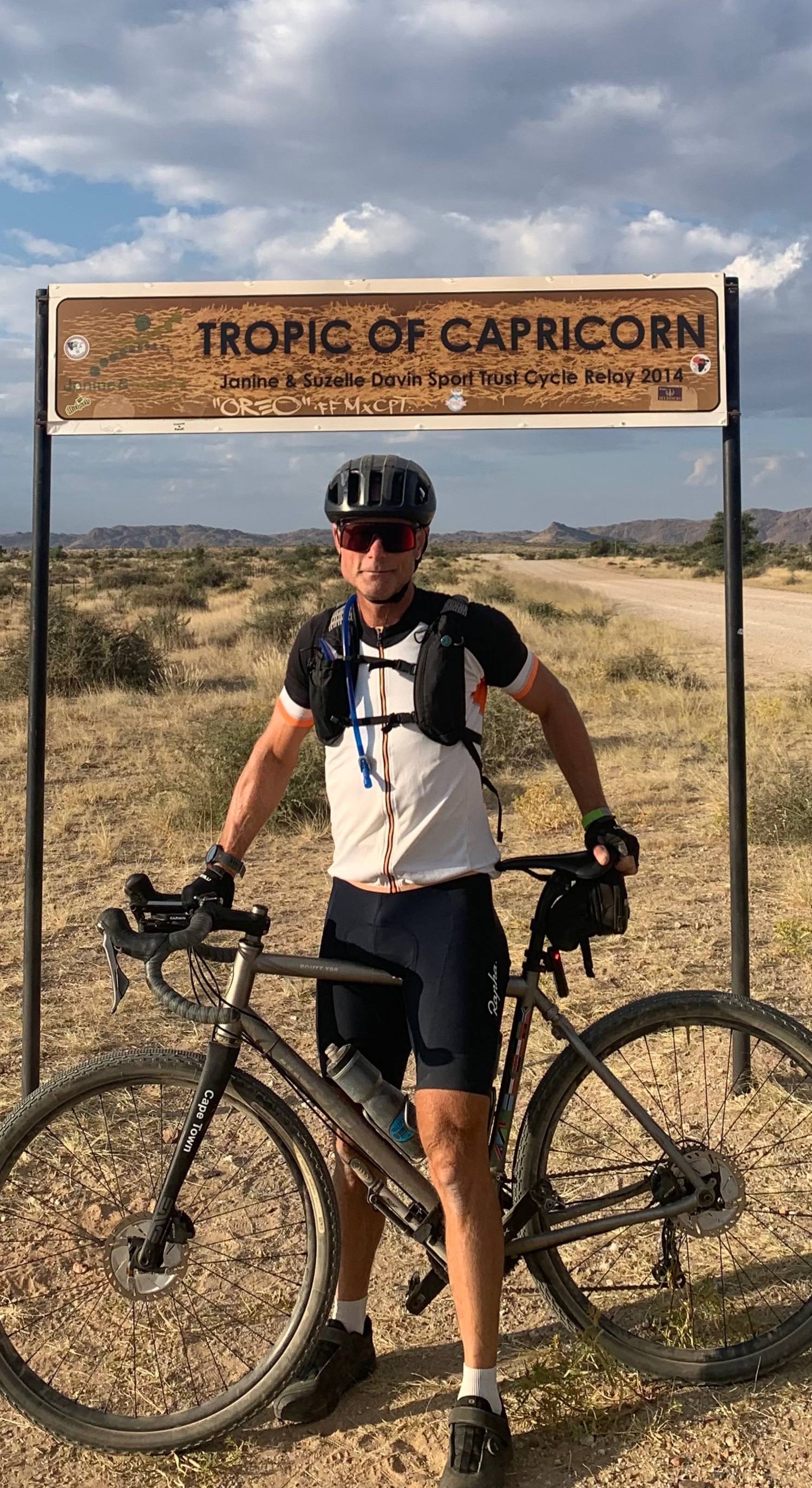 Joe Louchheim at the Tropic of Capricorn just south of Windhoek, Namibia. COURTESY JOE LOUCHHEIM