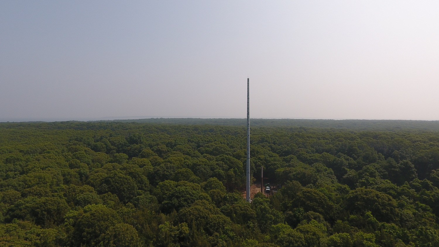 The new cell tower at Camp Blue Bay in Springs was erected last week. The 180-foot tower will hold both the emergency communications equipment for local police and fire departments as well as cellular antennas for the major cellular service providers. 
MICHAEL WRIGHT