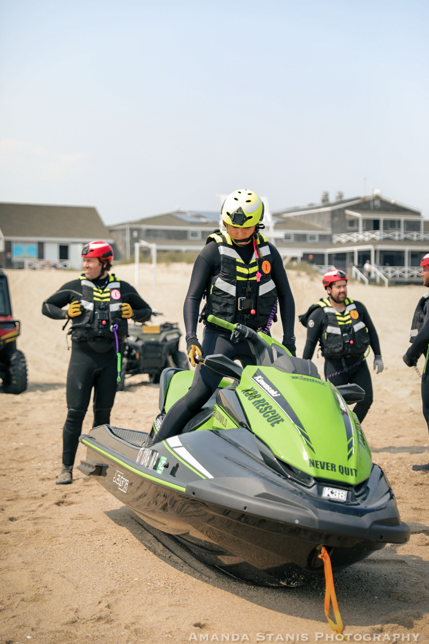 Members of the East Hampton Village Lifeguards went through the K-38 jet ski training program earlier this summer, which teaches them rescue skills in rough waters. The program is used by lifeguards in Hawaii and by the U.S. military. 
PHOTOS BY AMANDA STANIS