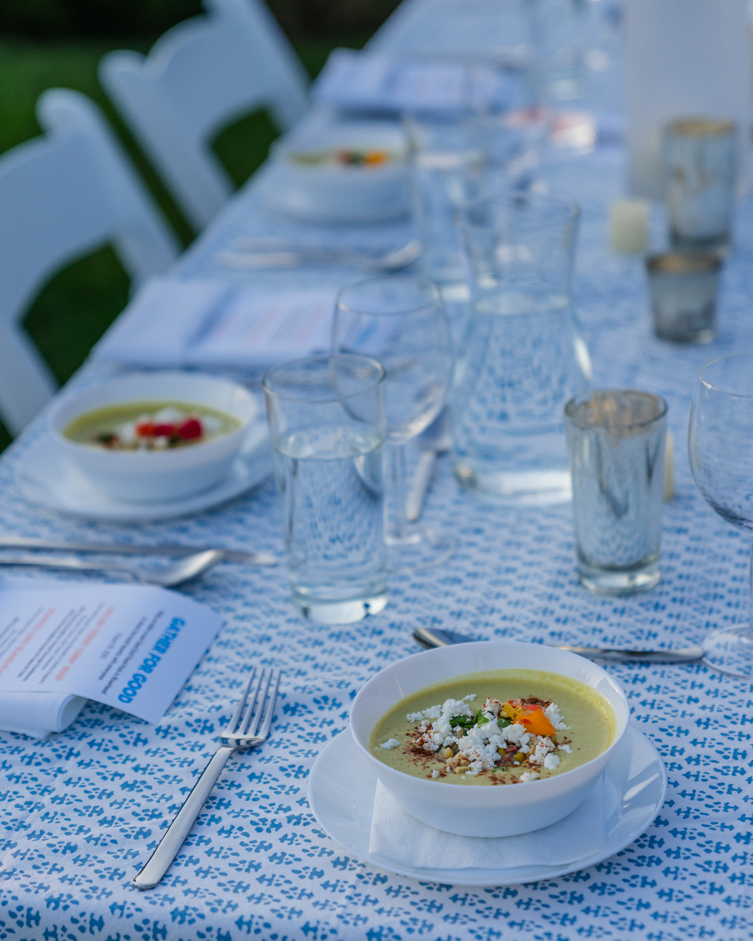 Chilled “Street Corn” Soup featuring Balsam Farms, Crowley’s Farmstand, The Hoppy Acre and Goodale Farms. CORINNE TOUSEY