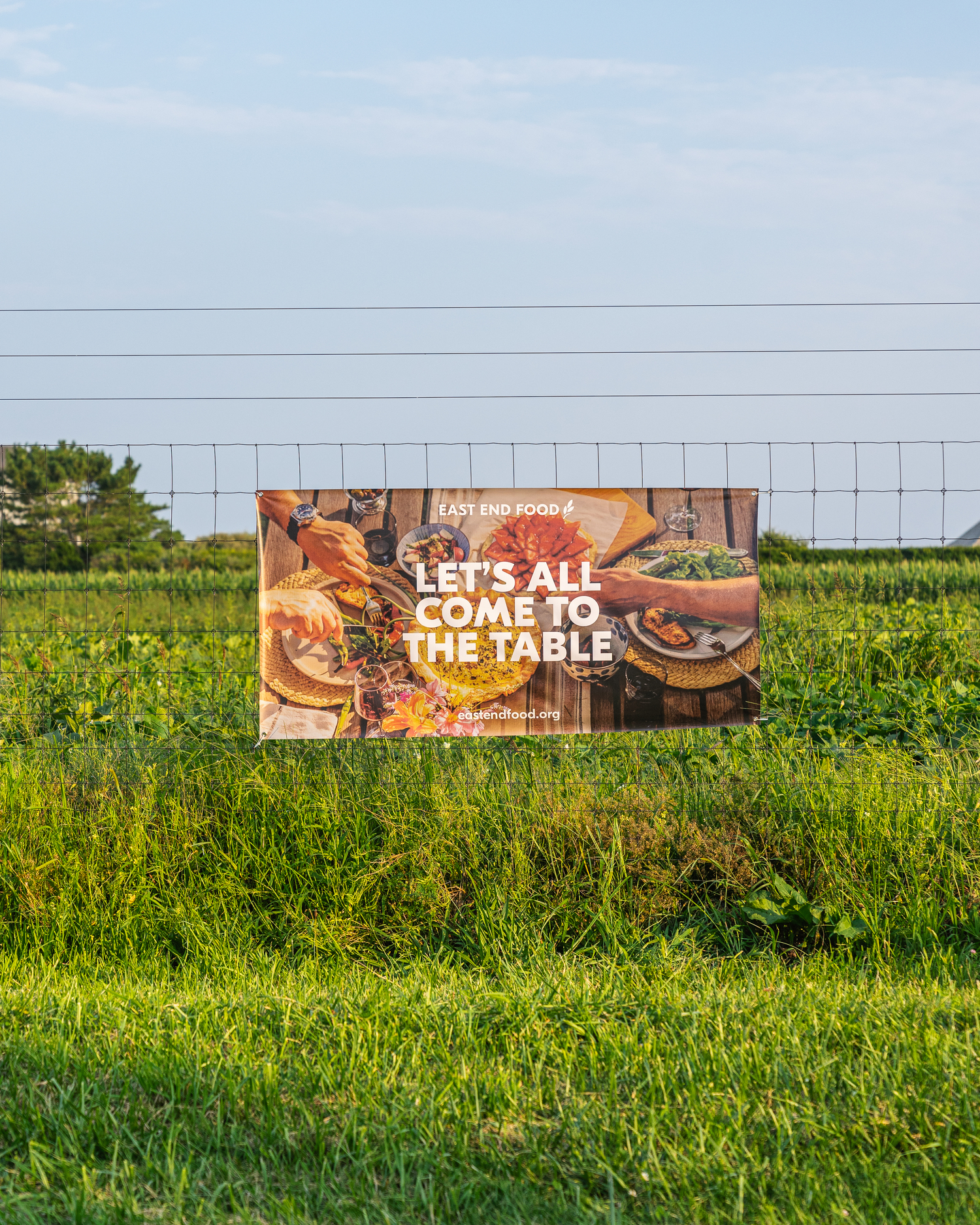 East End Food banner welcomed guests against expansive Sagaponack farm fields. CORINNE TOUSEY