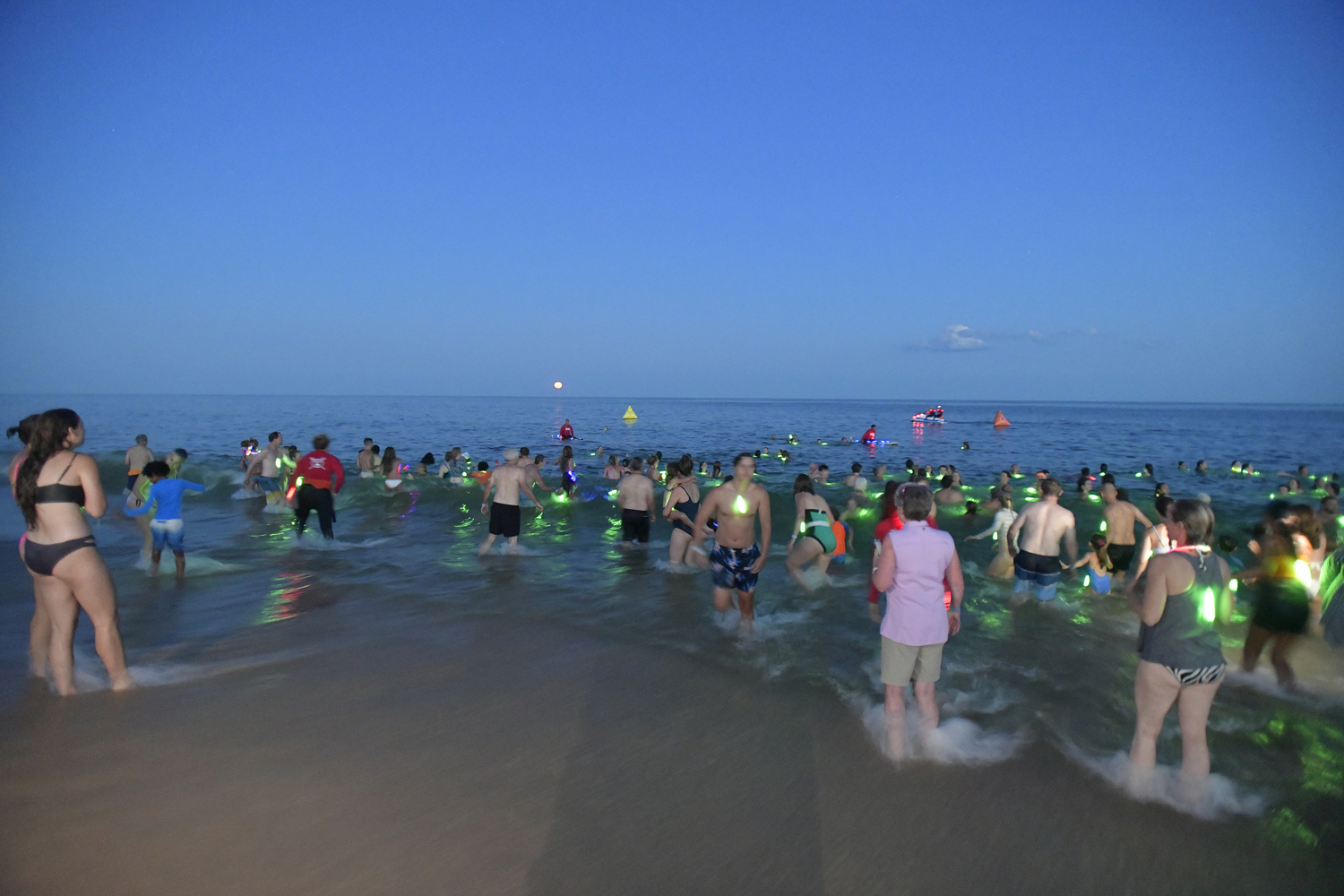 The Moonlit Plunge for Heart of the Hamptons on Tuesday night at Coopers Beach.  DANA SHAW