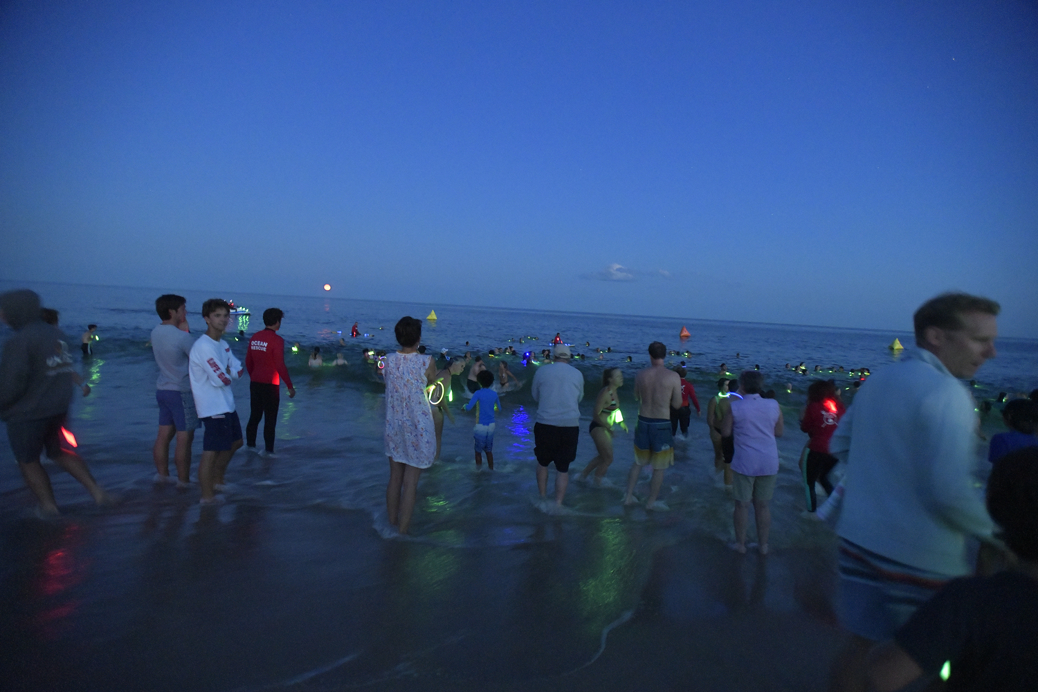 The Moonlit Plunge for Heart of the Hamptons on Tuesday night at Coopers Beach.  DANA SHAW