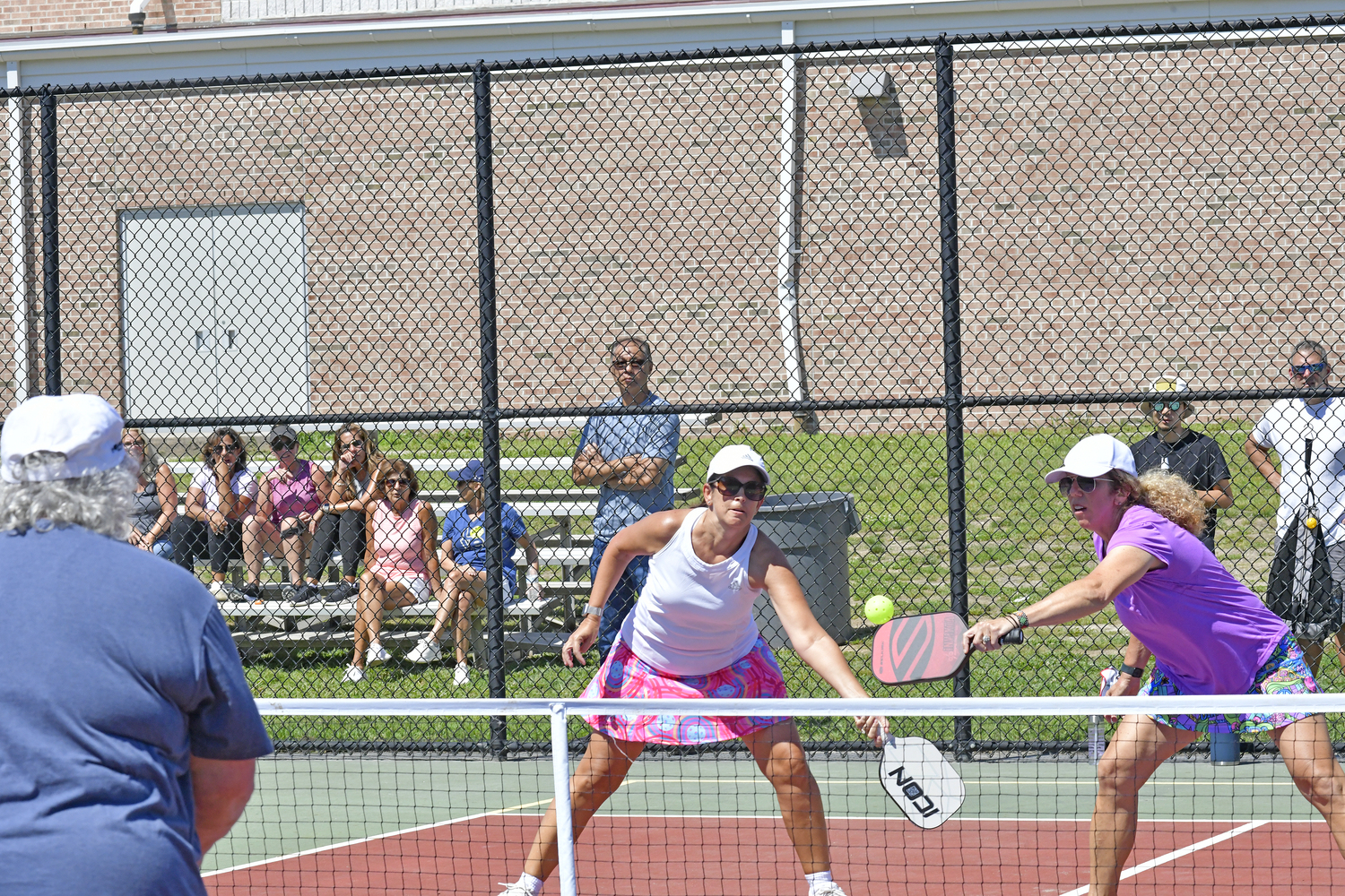 Participants during the pickleball tournament at Hampton Bays High School on Saturday.  DANA SHAW