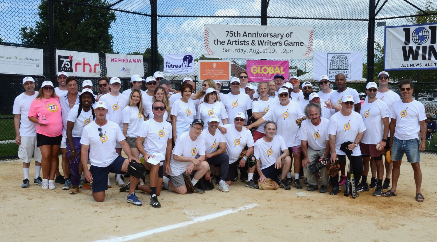 The Artists at the 75th annual Artists and Writers Celebrity Softball game at Herrick Park in East Hampton on Saturday.    KYRIL BROMLEY