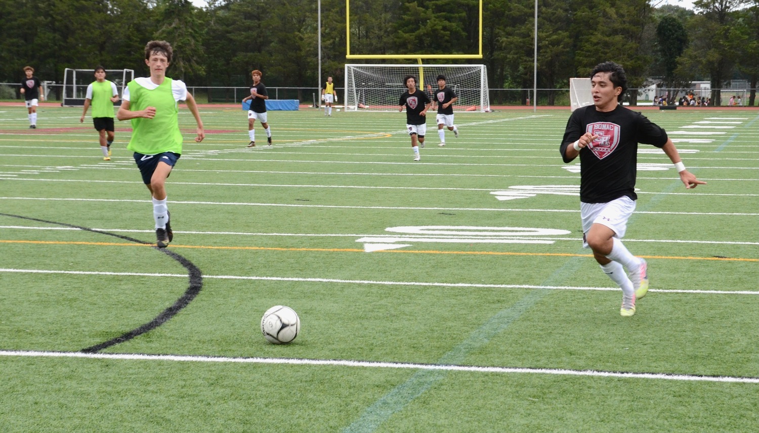 East Hampton boys soccer hosted a three-way scrimmage with Pierson/Bridgehampton and Southampton on Monday.   KYRIL BROMLEY