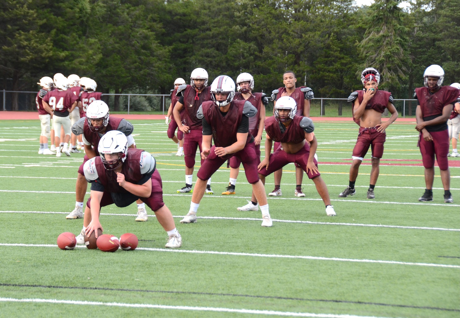 The Bonackers run through drills on Monday.   KYRIL BROMLEY