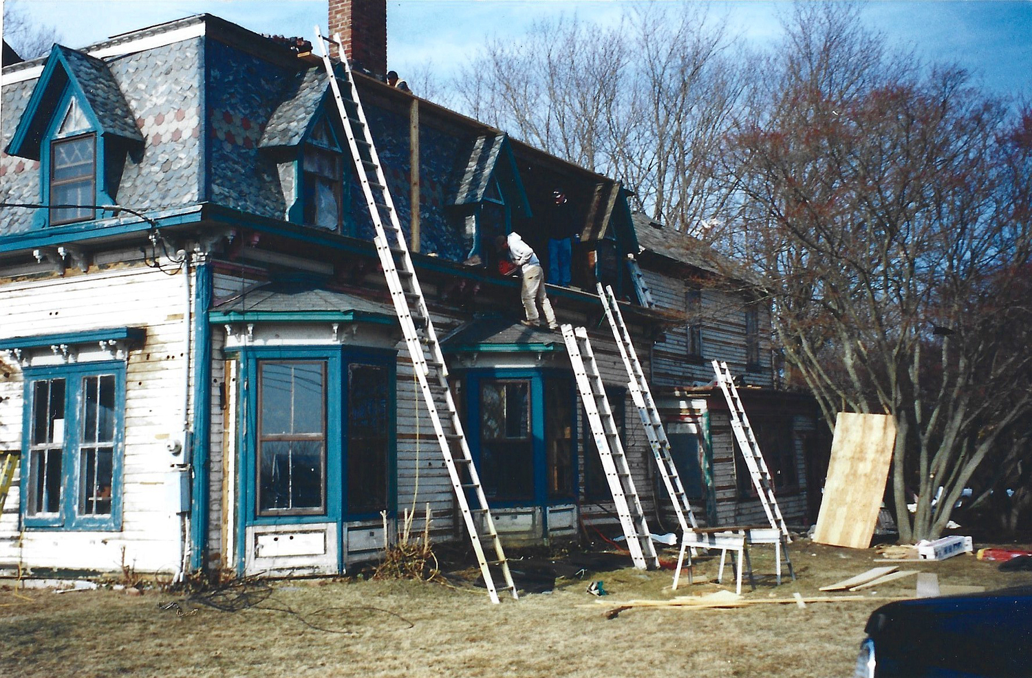 The Dimon Estate under restoration prior to the 2005 fire.  COURTESY CHRIS KAR