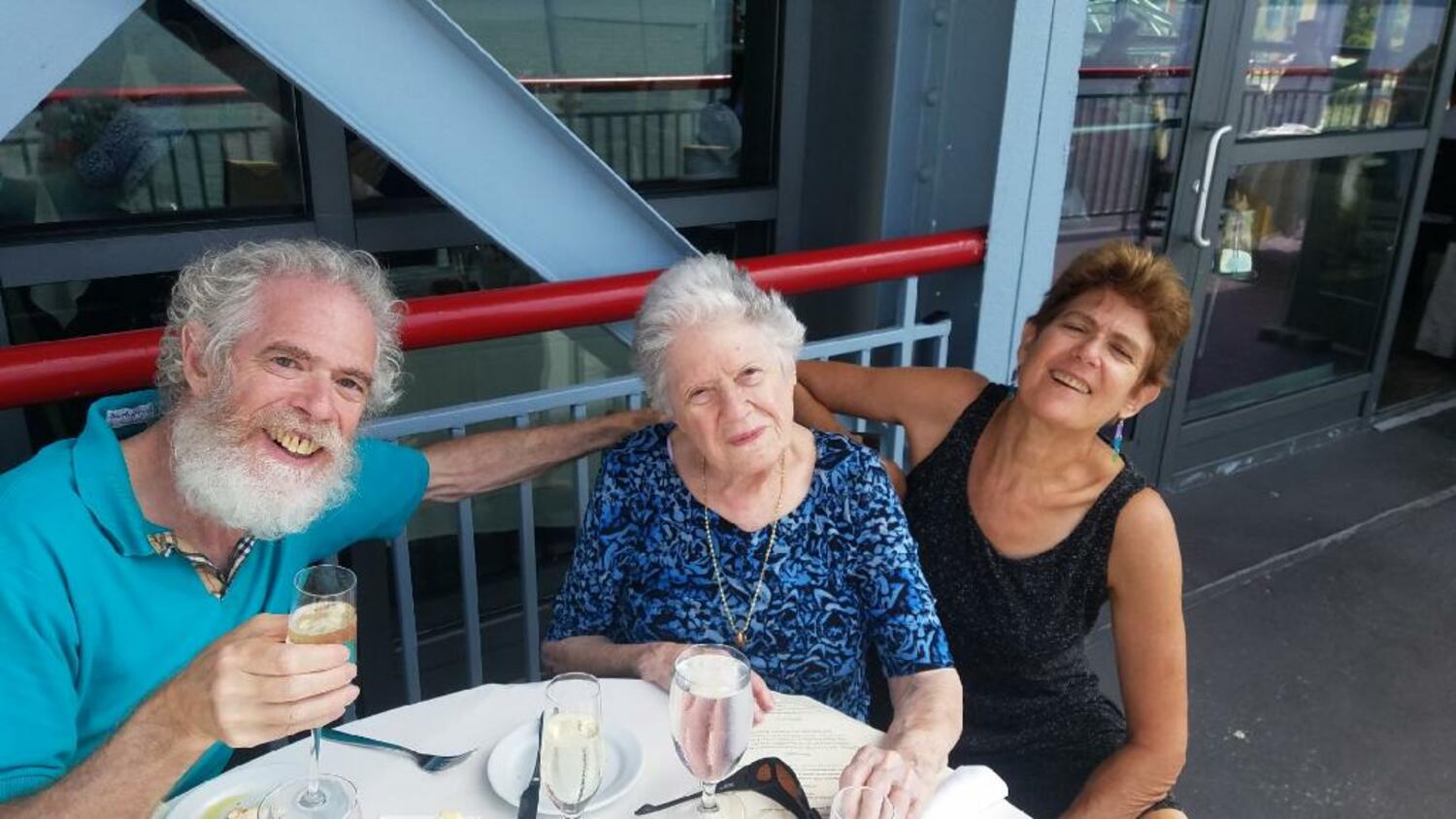 Doug Feiden with his mother, Barbara, and sister, Karyn, in 2020. COURTESY WAYNE FEIDEN