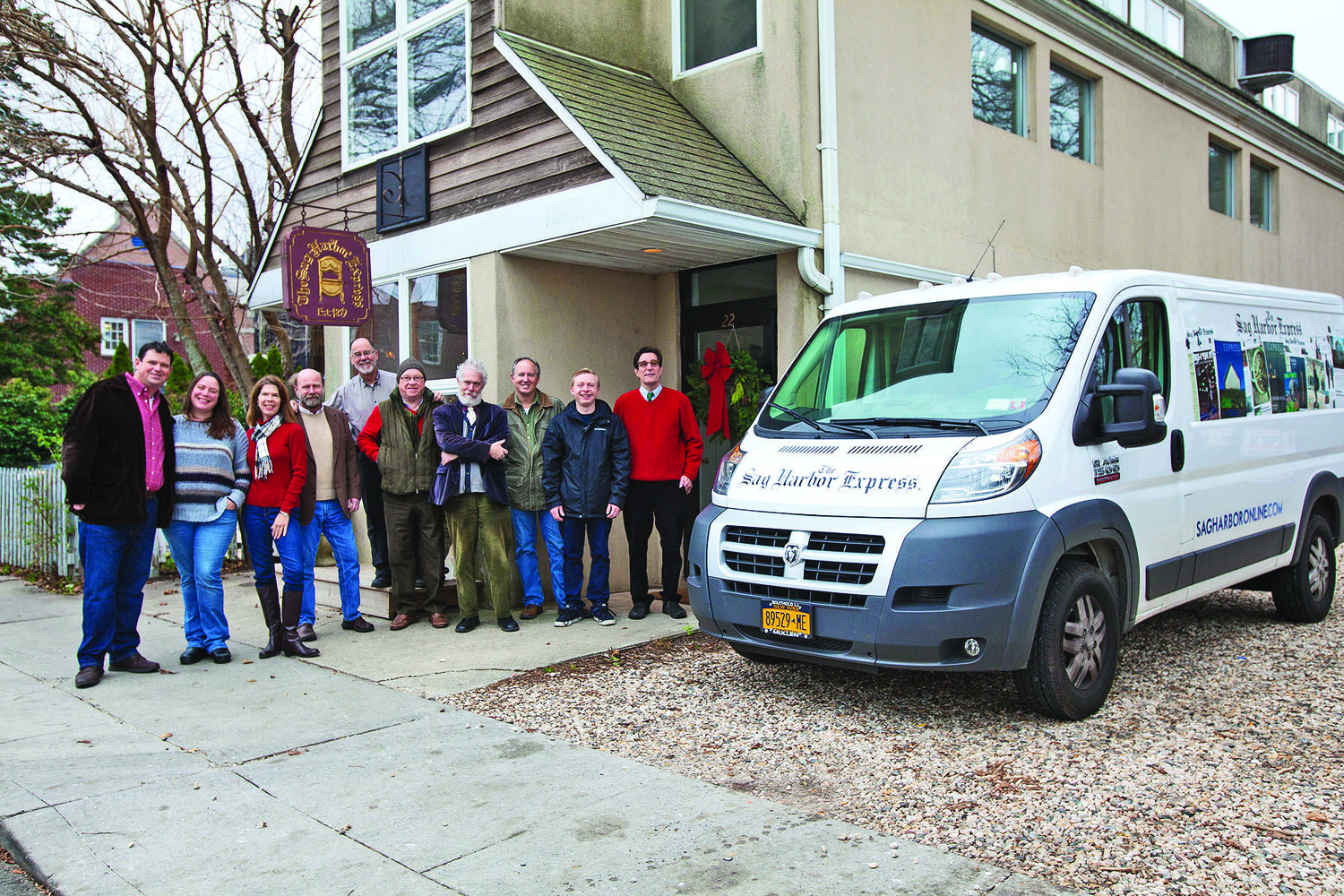 The staff of The Sag Harbor Express in 2016. MICHAEL HELLER