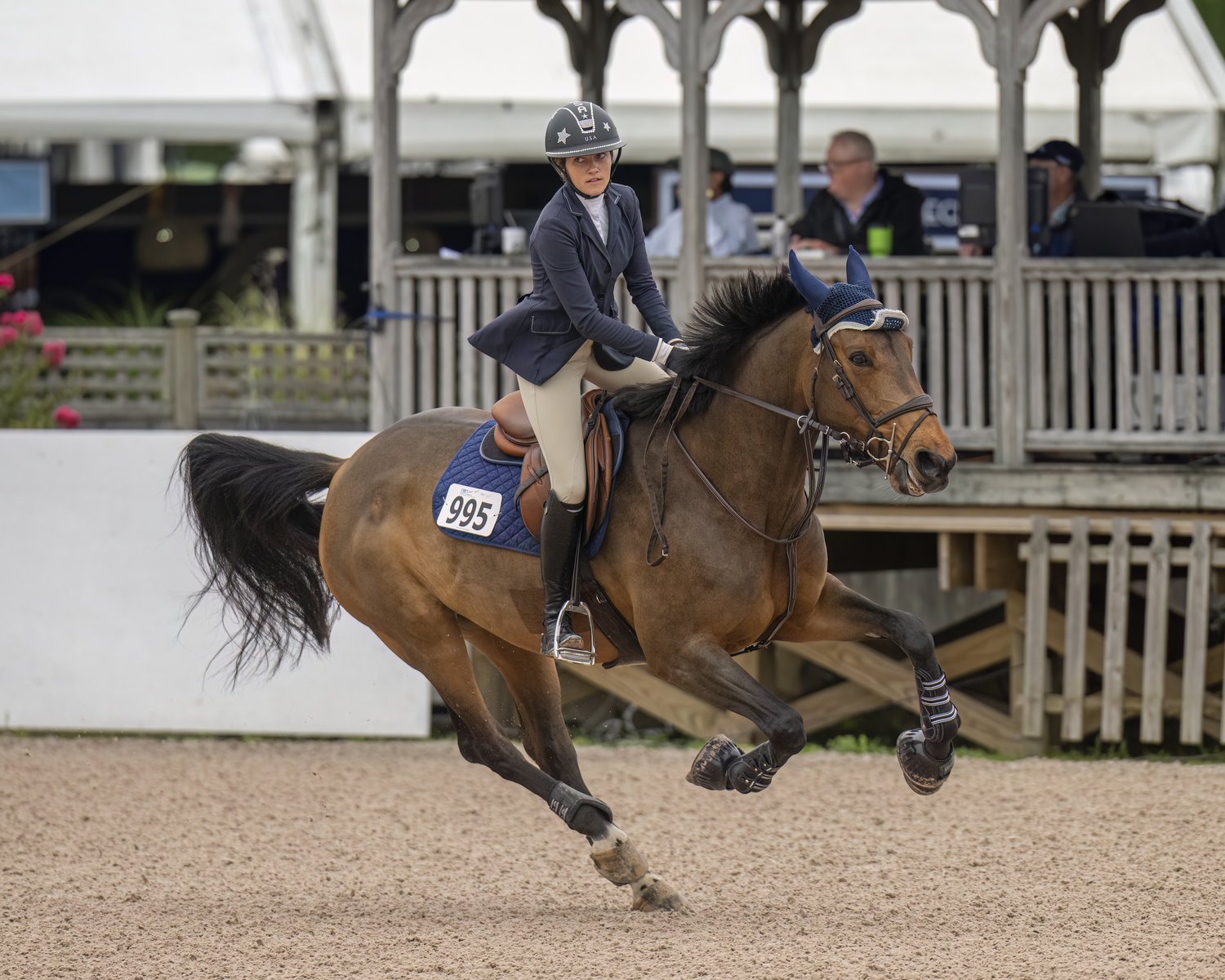 Amelia Burnside, an 8th grader at Pierson Middle-High School in Sag Harbor wins the Junior Jumper 1.2 meter on Tuesday morning on Coco Chanel.   MARIANNE BARNETT