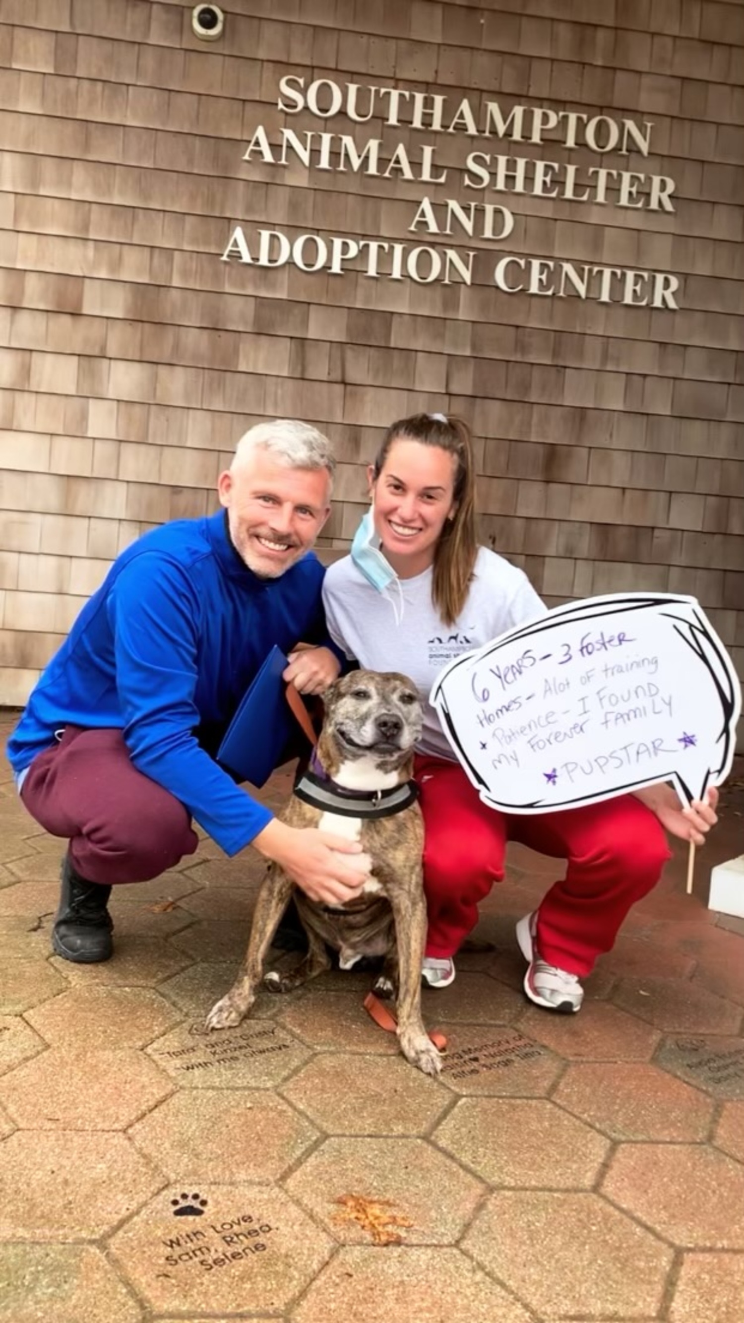 Des Bishop and Hannah Berner at the Southampton Animal Shelter, which they support by fostering dogs prior to adoption. COURTESY HANNAH BERNER