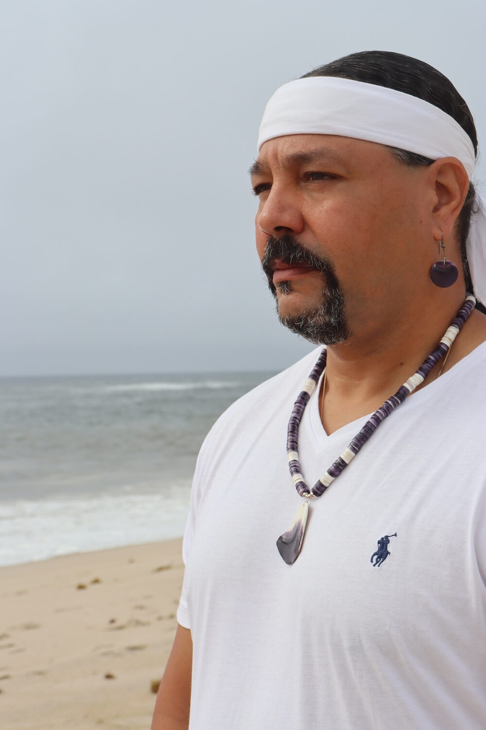 Gordell Wright has been making wampum jewelry, belts and beads for 13 years, mastering an art that has deep roots and significance in Shinnecock culture. CAILIN RILEY