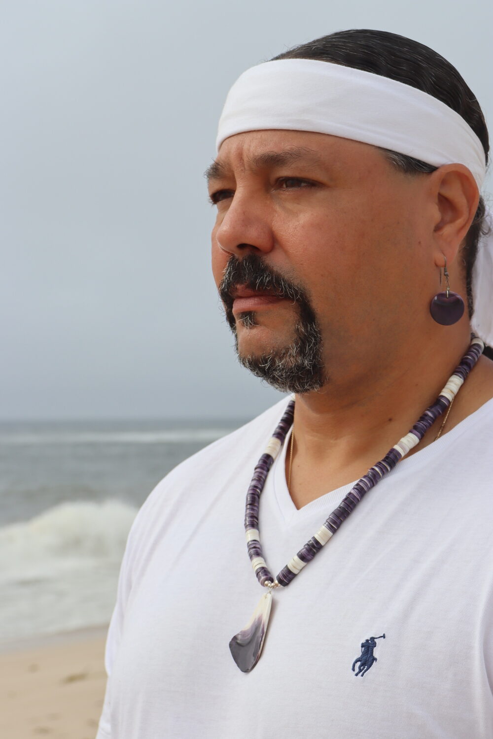 Gordell Wright has been making wampum jewelry, belts and beads for 13 years, mastering an art that has deep roots and significance in Shinnecock culture. CAILIN RILEY