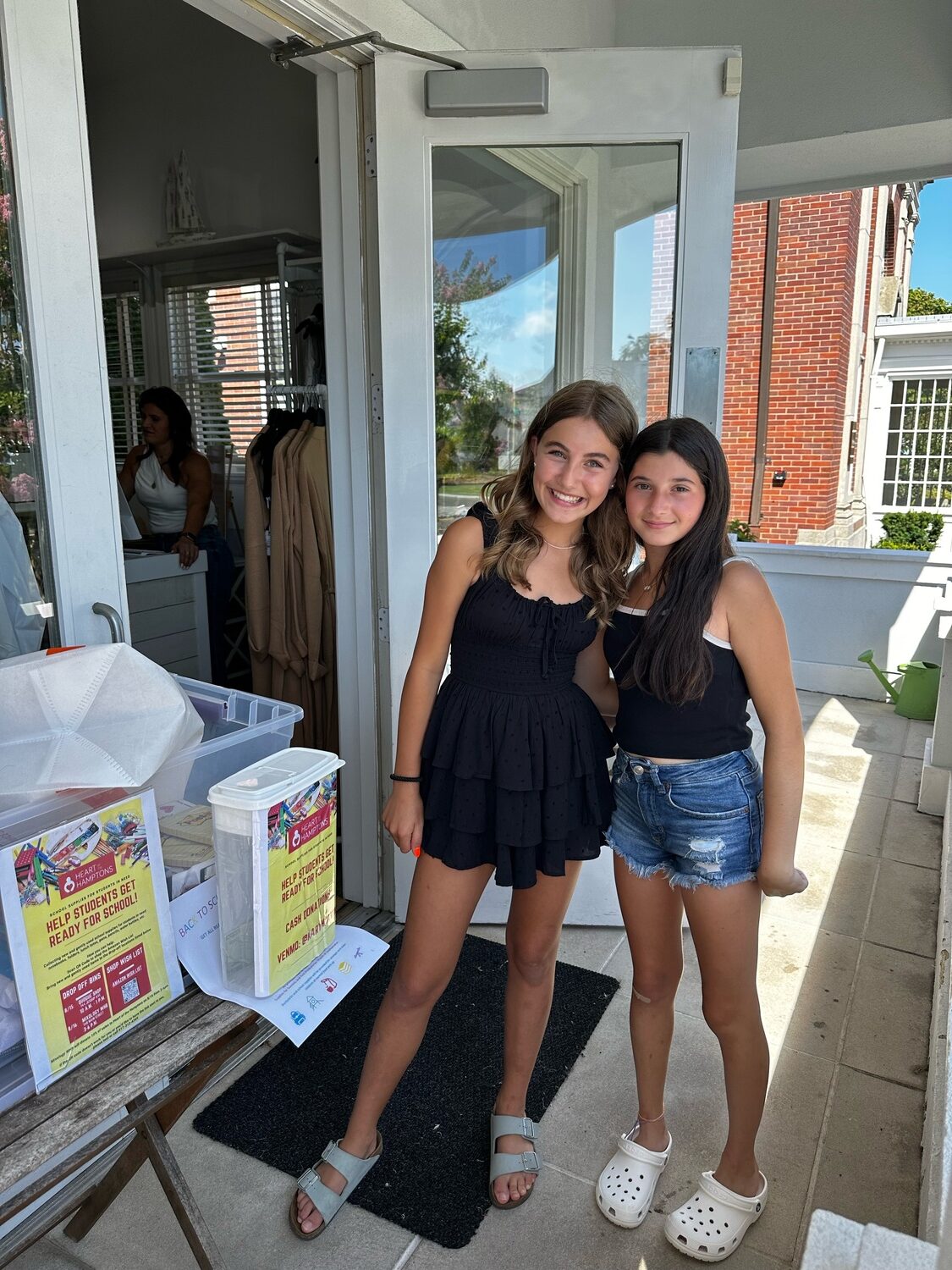 Westhampton Beach eighth-grader Leah Ravin with friend Emma Goldstein. KARYN RAVIN