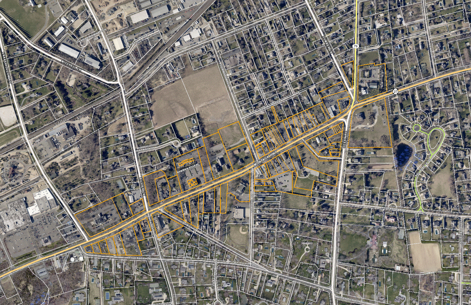 A map of the proposed historic district in Bridgehampton.