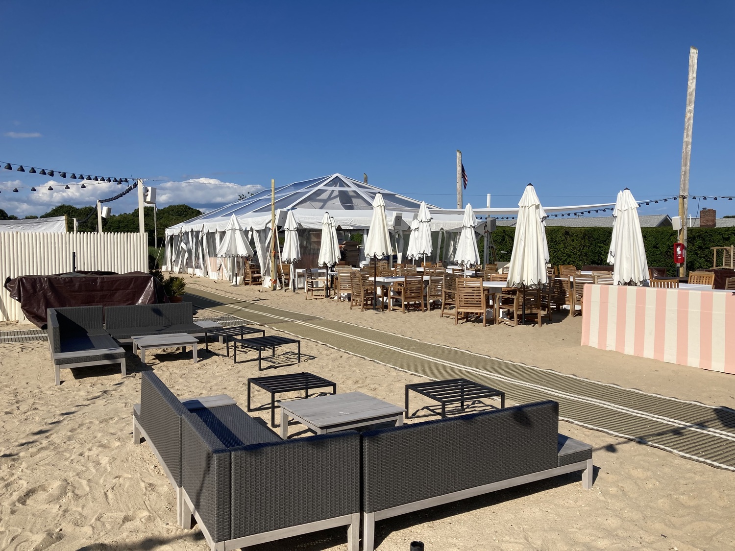 After a fire destroyed the former Rick's Crabby Cowboy Cafe the night before it was to open for the summer of 2023 as Maison Close, the owners of the chic French Riviera themed restaurant has been operating out of a tent on the property. 
KYRIL BROMLEY