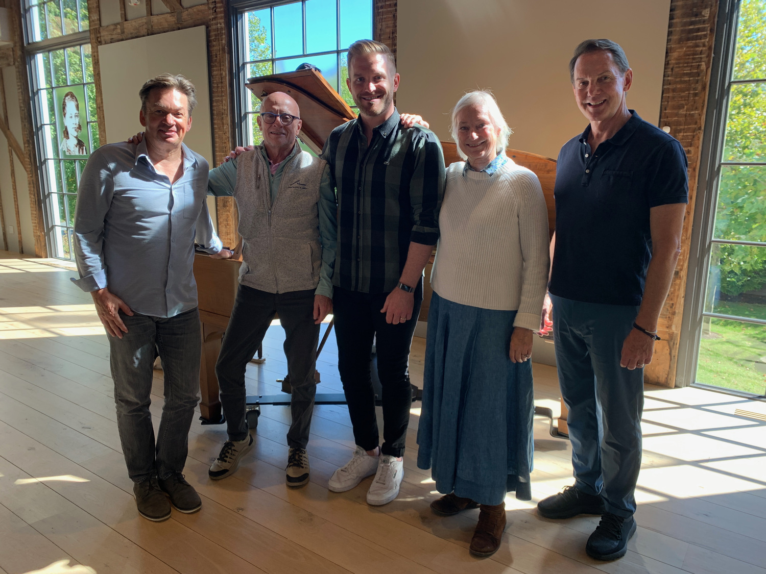 Sag Harbor Song Festival musical director Robert Tweten, artistic director Brad Woolbright, baritone Jarrett Ott, fest founder Lena Kaplan and festival artistic liaison David Frye during a rehearsal of the 2022 festival at The Church. ANNETTE HINKLE